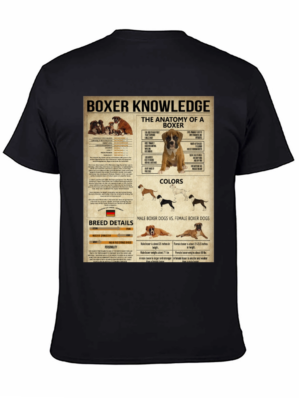 Boxer Dog Knowledge Graphic T-Shirt