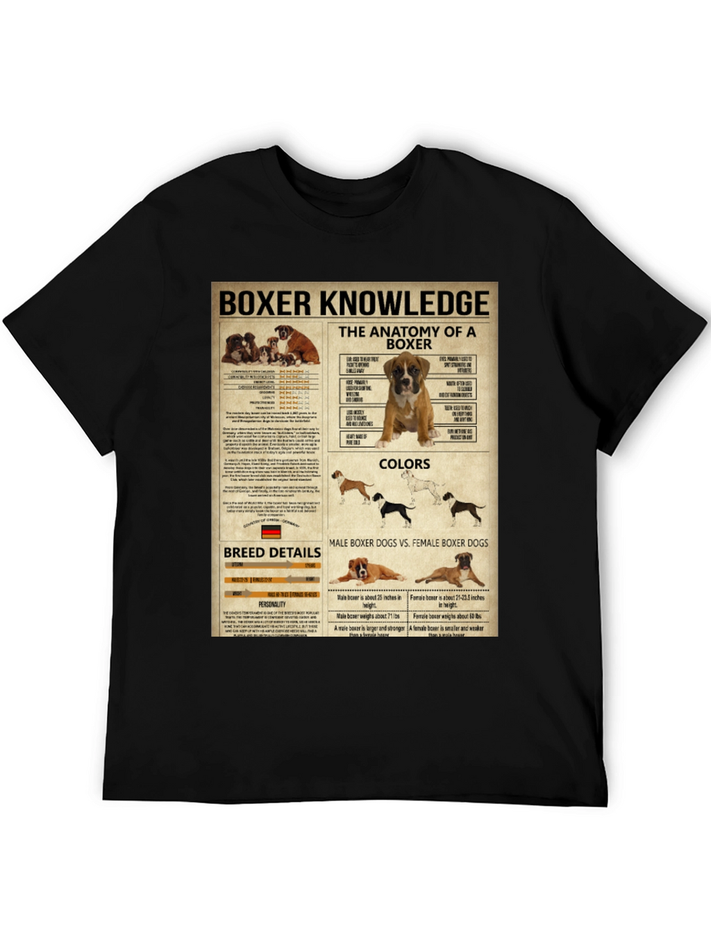 Boxer Dog Knowledge Graphic T-Shirt