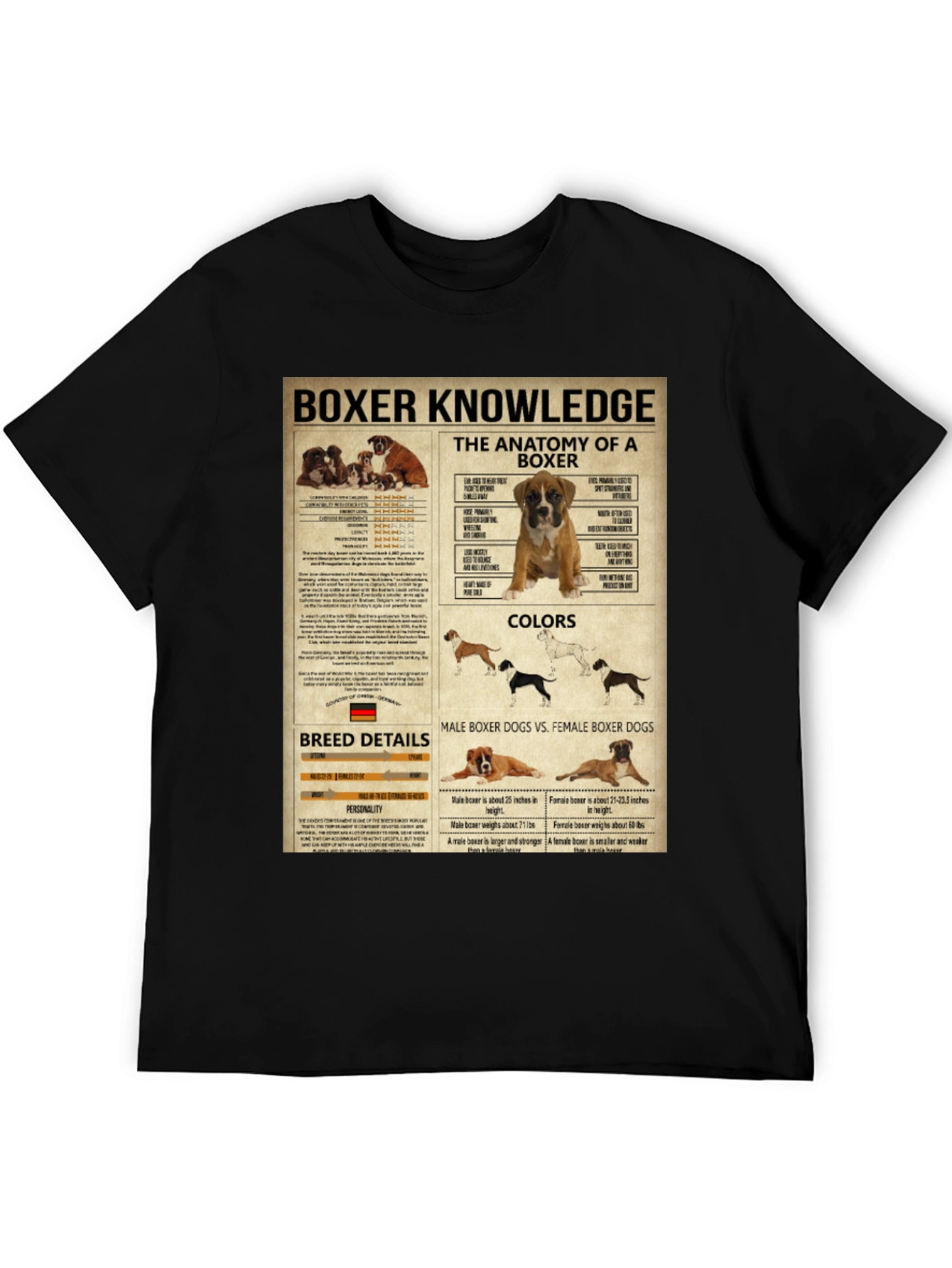 Boxer Dog Knowledge Graphic T-Shirt