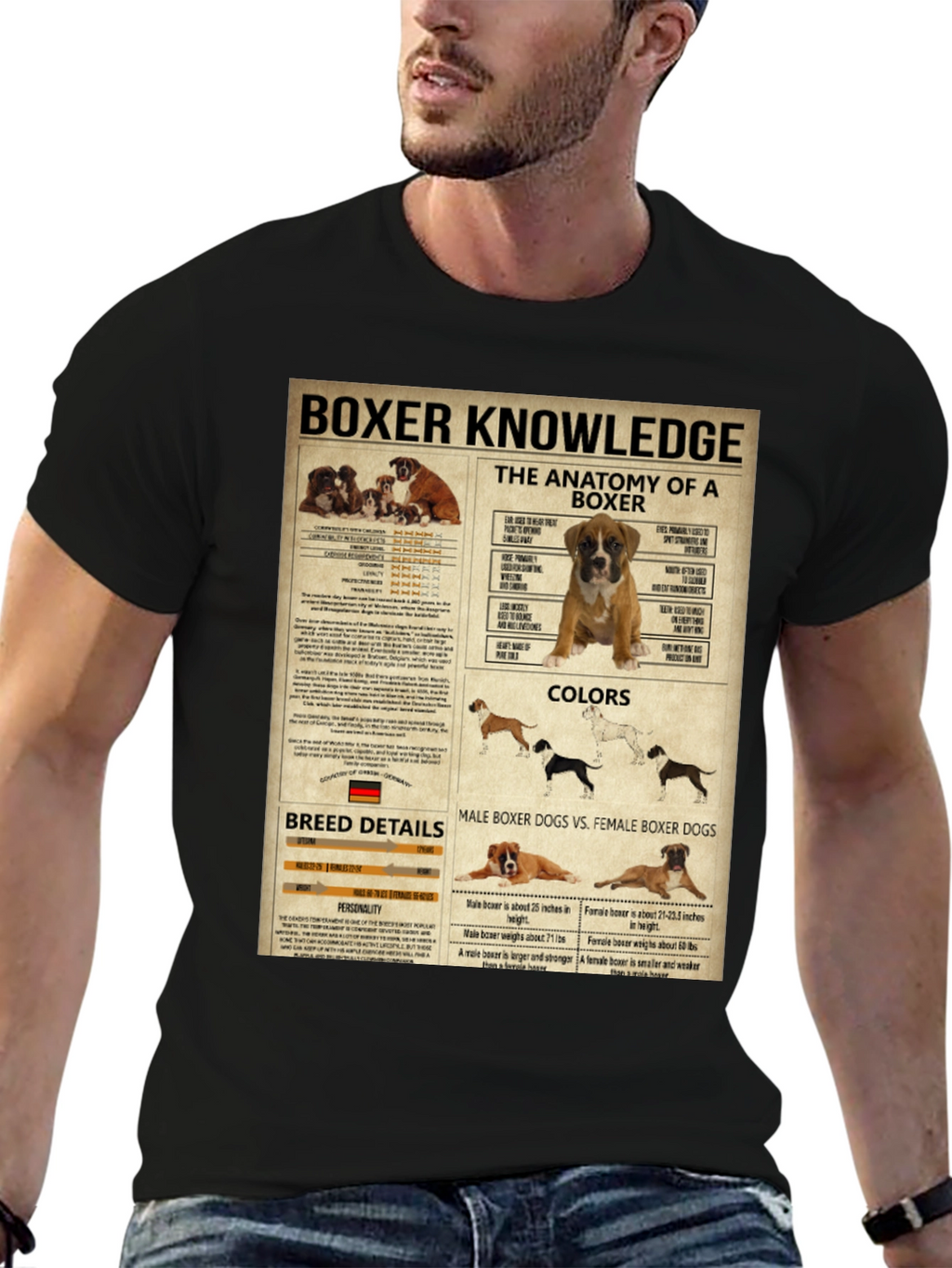 Boxer Dog Knowledge Graphic T-Shirt