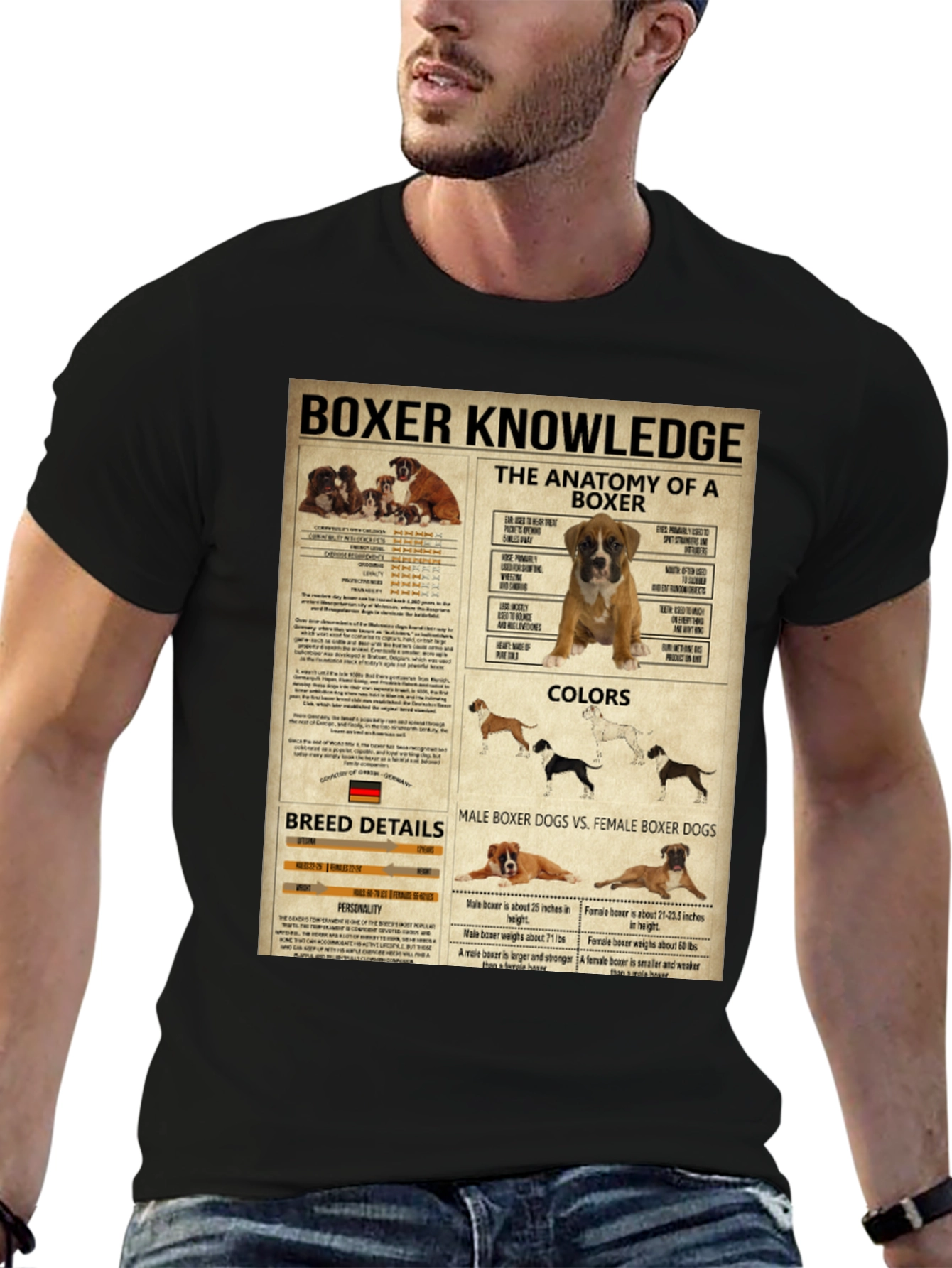Boxer Dog Knowledge Graphic T-Shirt