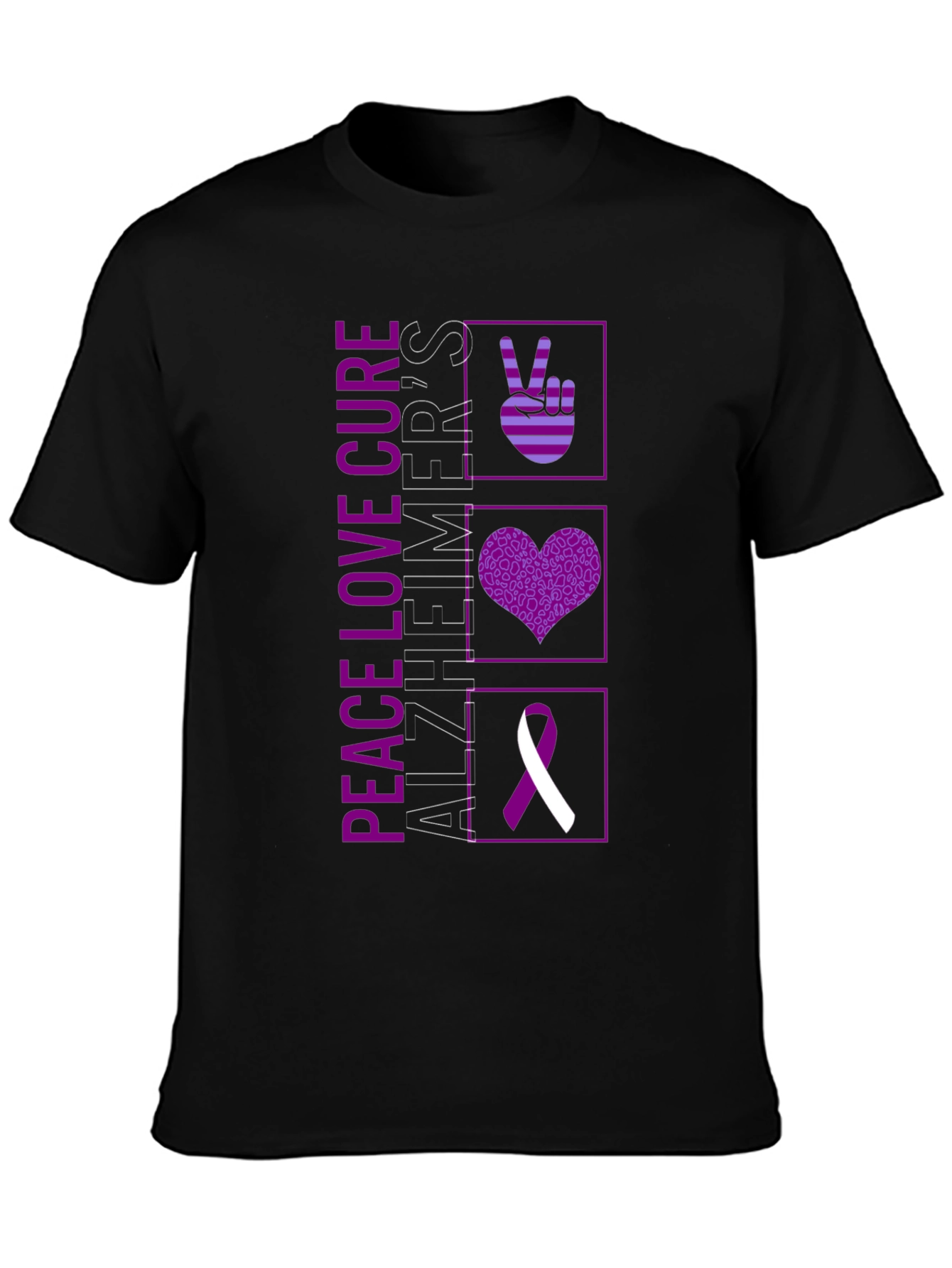Peace Love Cure Alzheimers Awareness T-Shirt