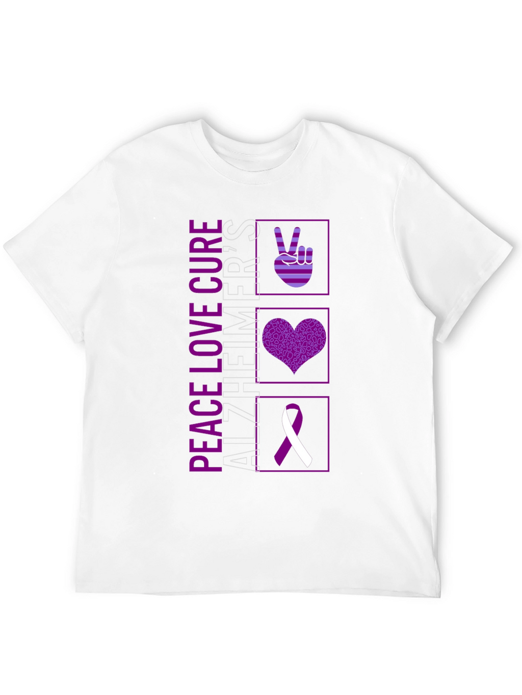 Peace Love Cure Alzheimers Awareness T-Shirt