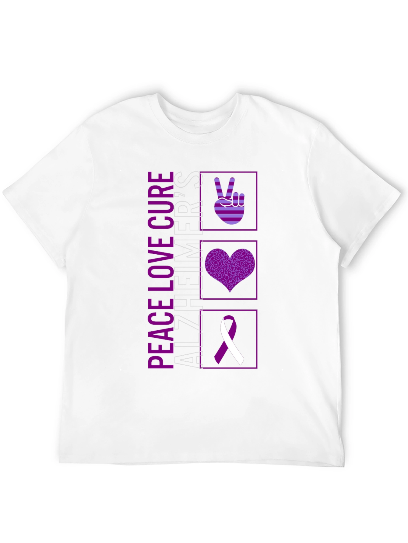 Peace Love Cure Alzheimers Awareness T-Shirt