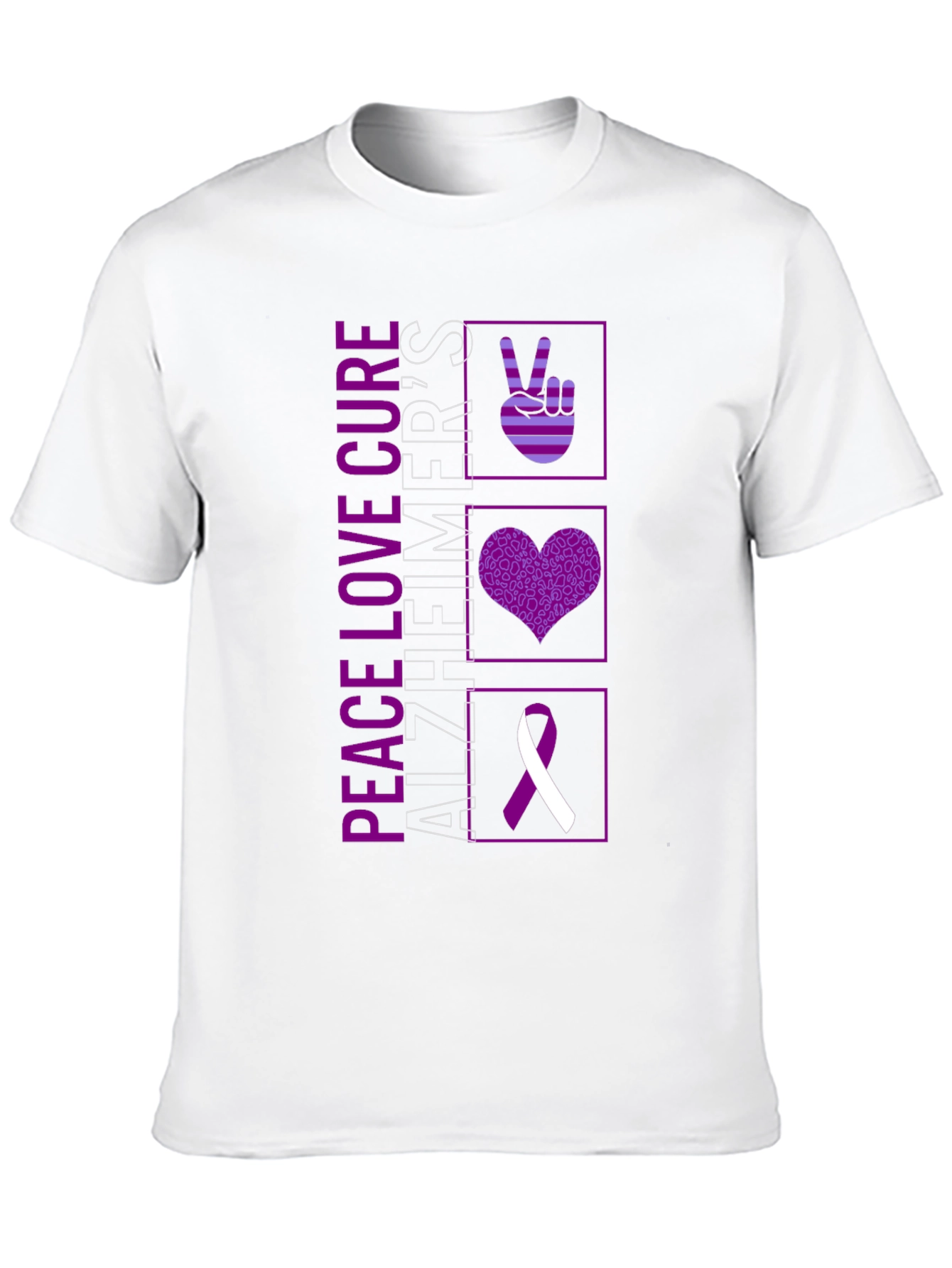 Peace Love Cure Alzheimers Awareness T-Shirt