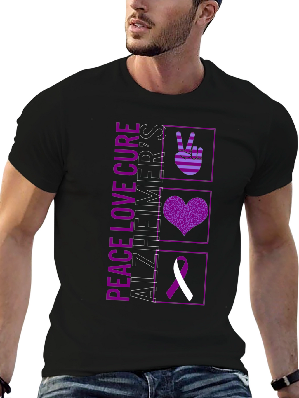 Peace Love Cure Alzheimers Awareness T-Shirt