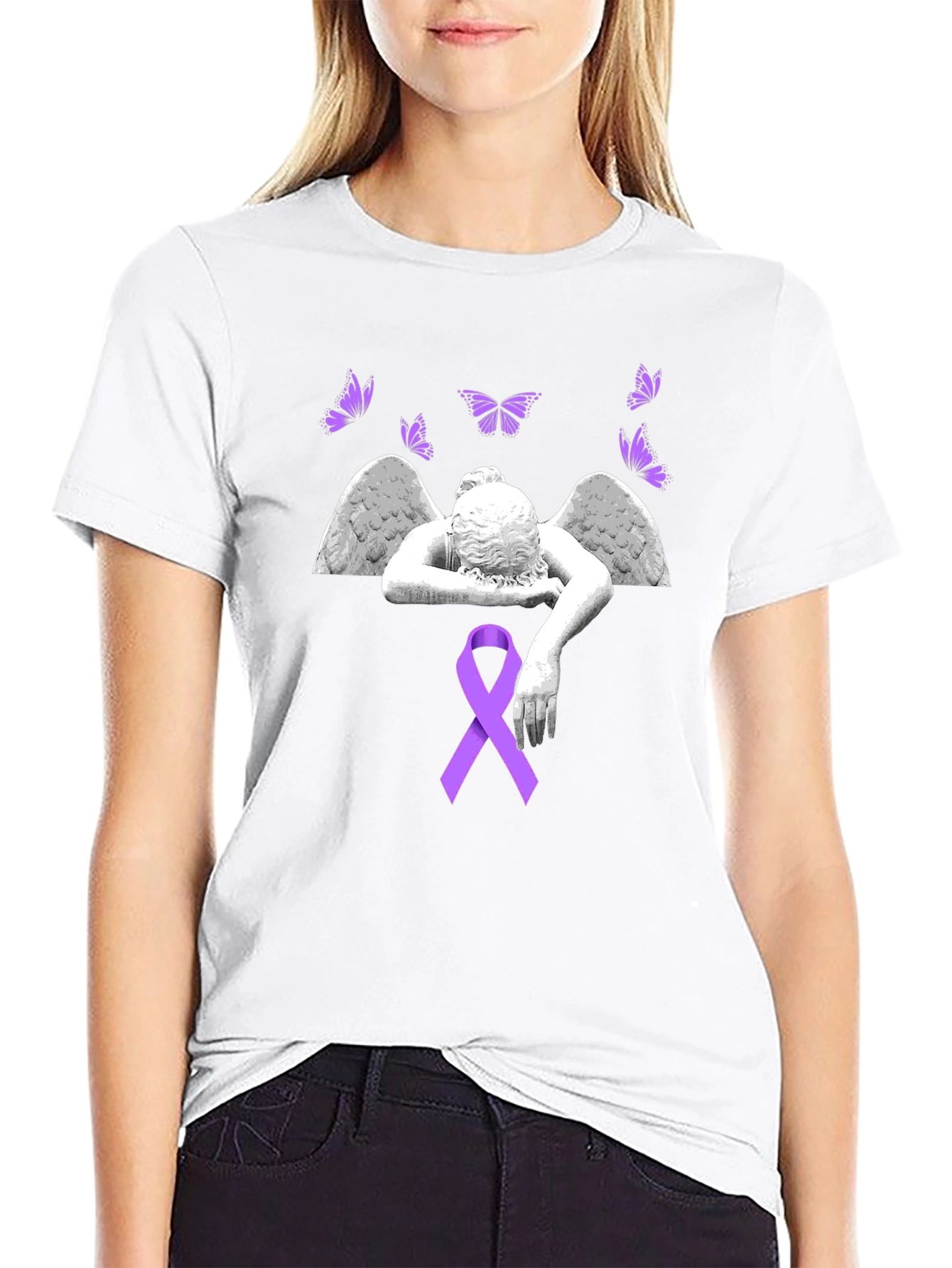 Angel Wings & Ribbon Graphic Tee