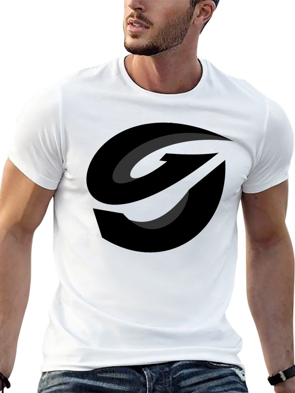 Modern Graphic Tee - Abstract Black Logo
