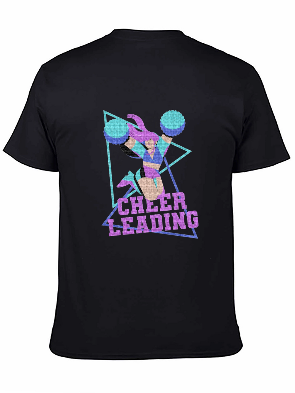 Cheerleading Graphic Print Black T-Shirt
