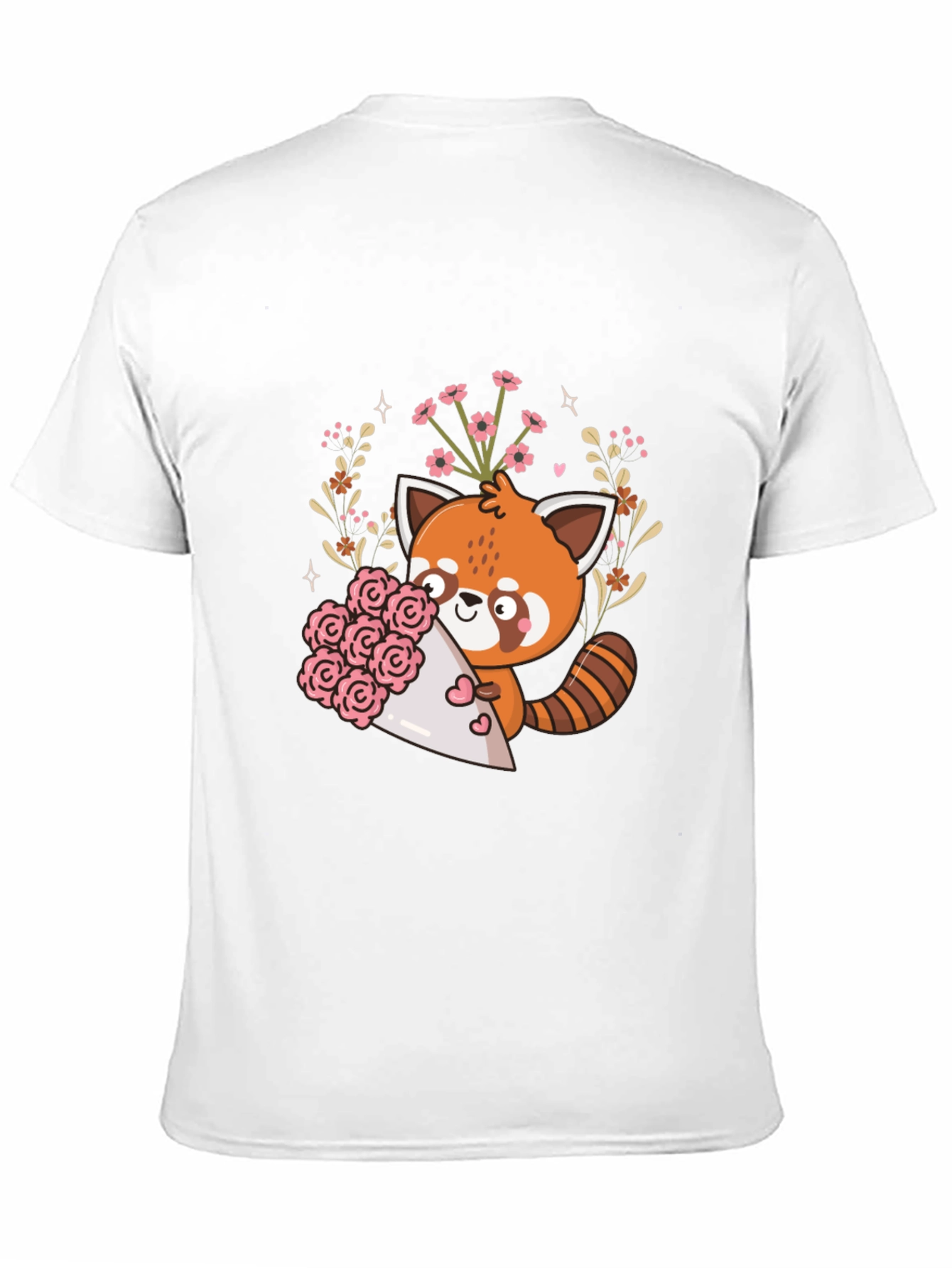 Cute Red Panda Floral Bouquet Graphic Tee