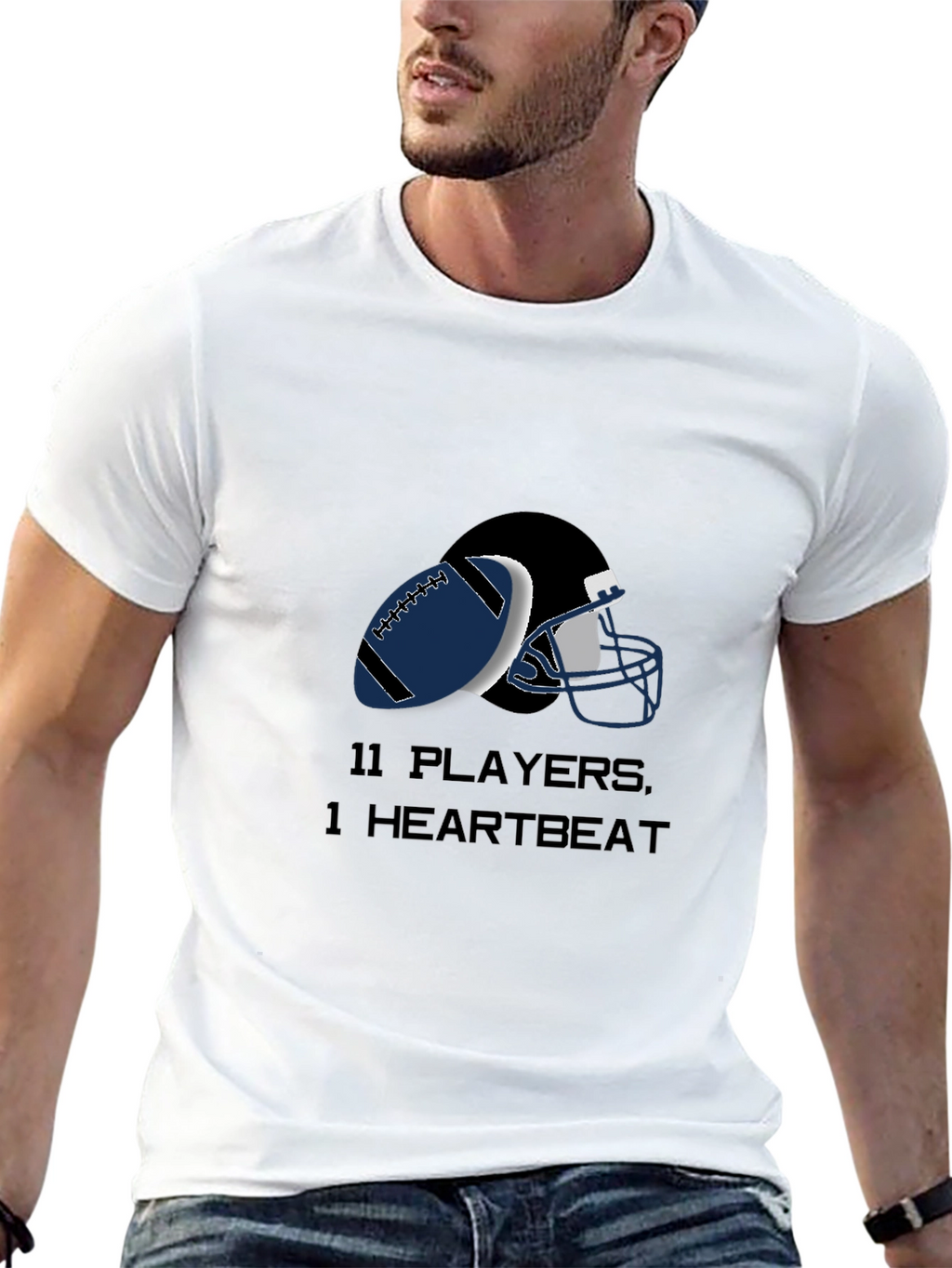 Football Player T-Shirt - 11 Players 1 Heartbeat Design