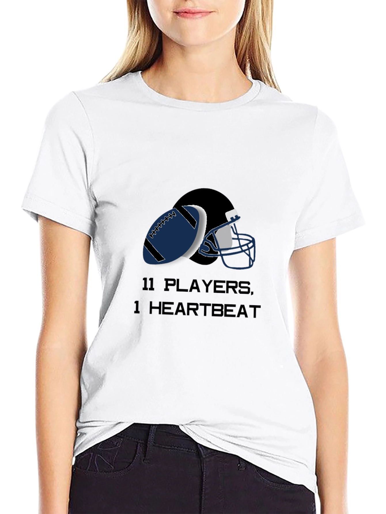 Football Player T-Shirt - 11 Players 1 Heartbeat Design