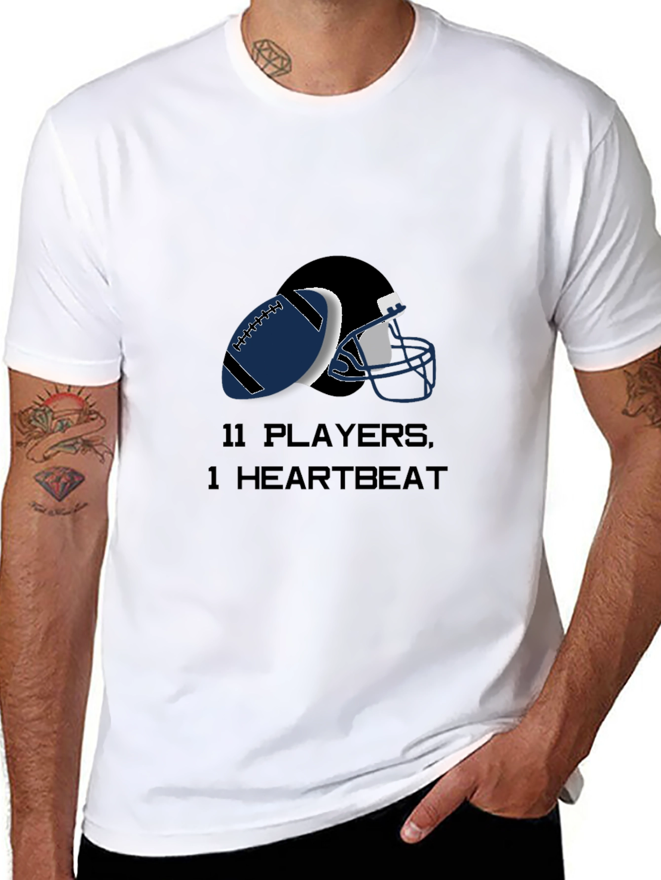 Football Player T-Shirt - 11 Players 1 Heartbeat Design