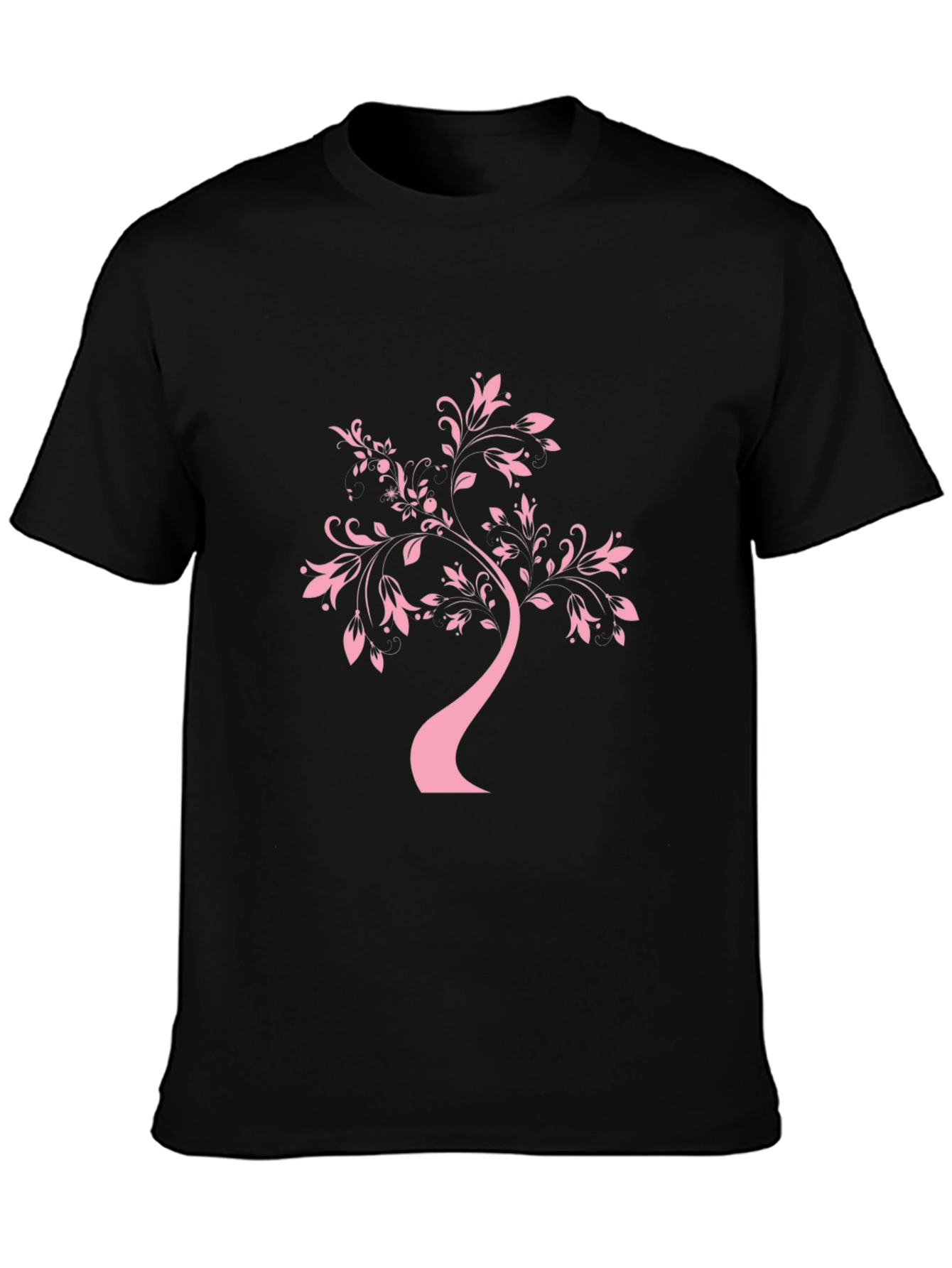 Black T-Shirt with Pink Tree Design