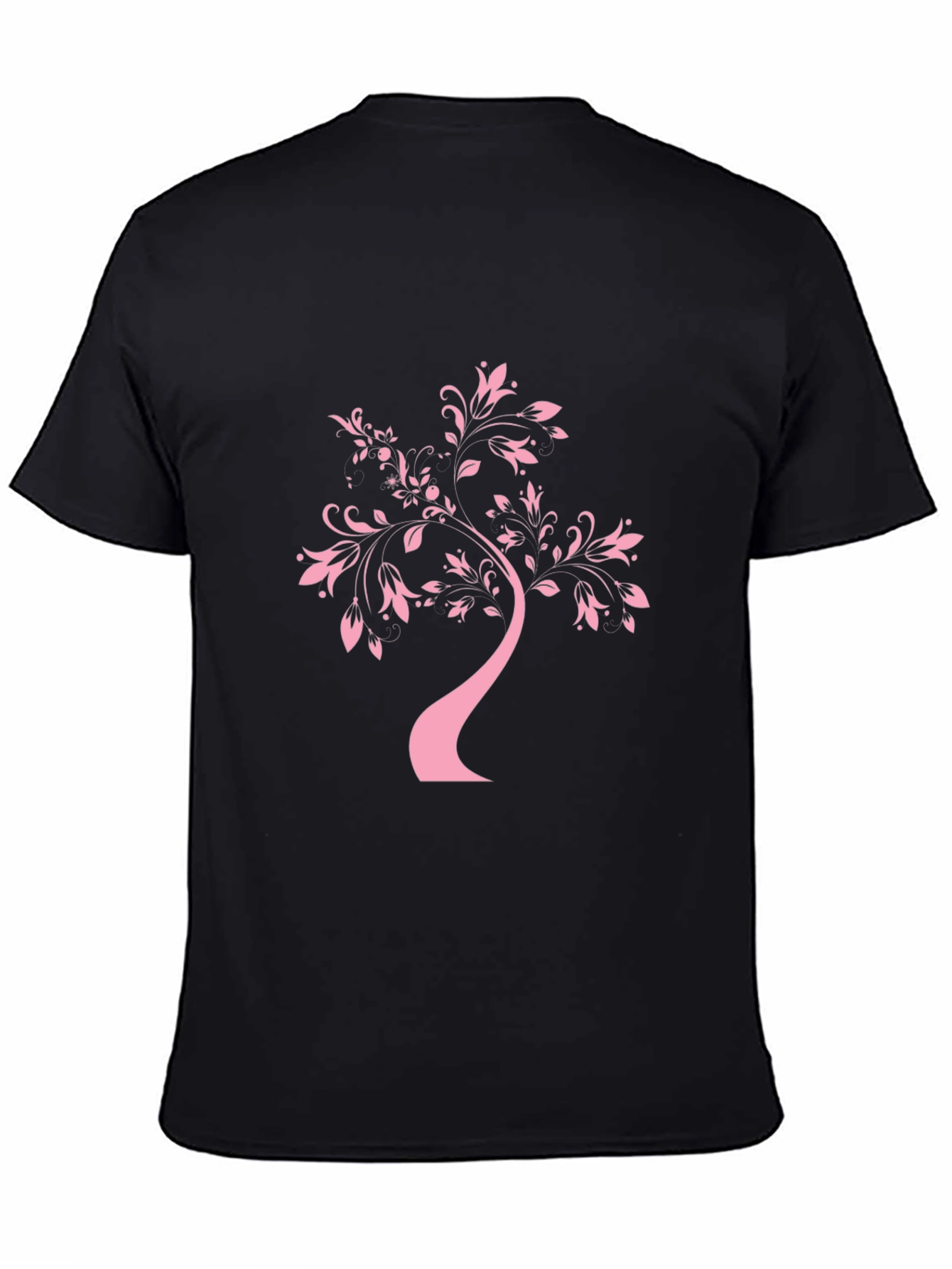 Black T-Shirt with Pink Tree Design