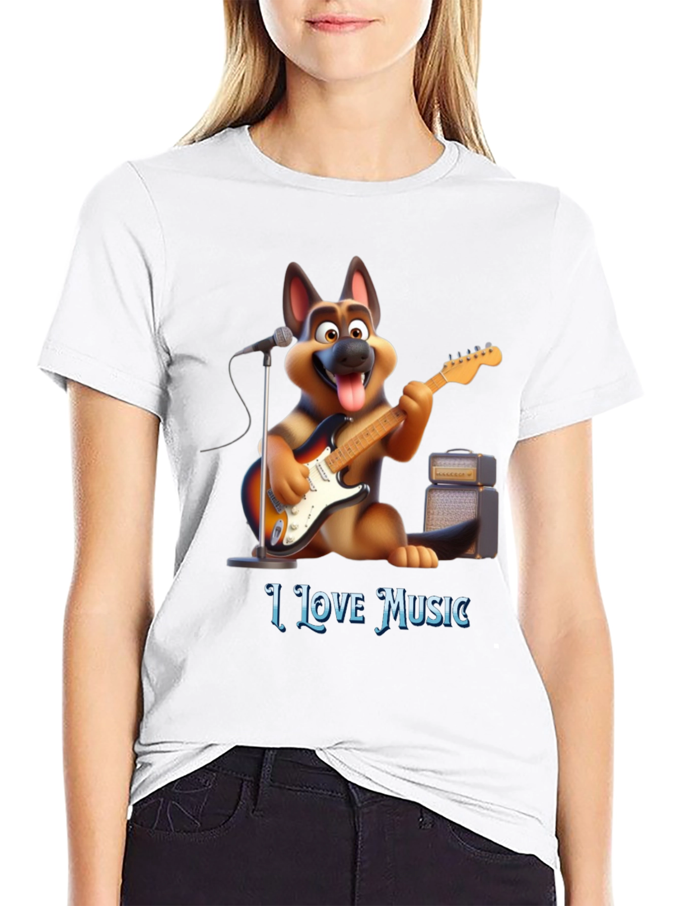 I Love Music Dog T-Shirt