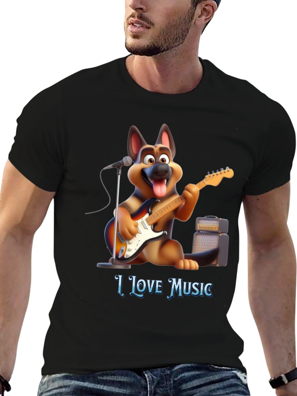I Love Music Dog T-Shirt