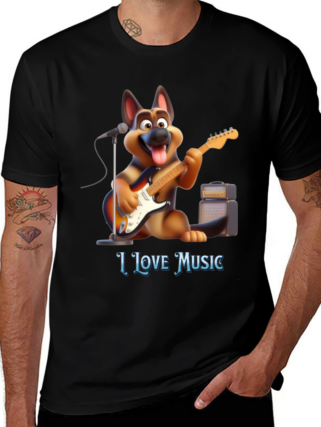 I Love Music Dog T-Shirt