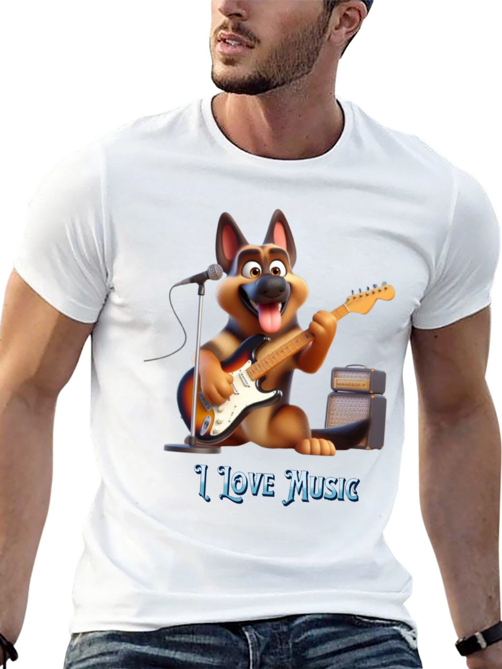 I Love Music Dog T-Shirt