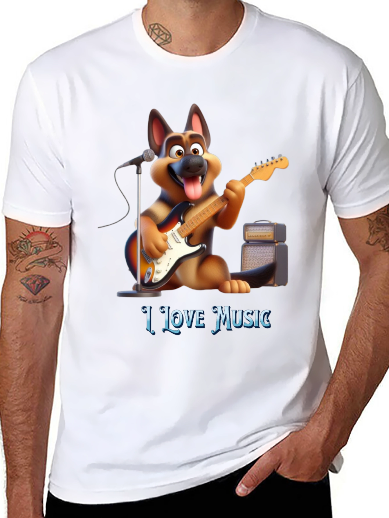 I Love Music Dog T-Shirt