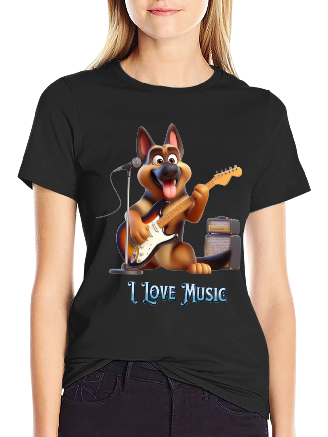 I Love Music Dog T-Shirt
