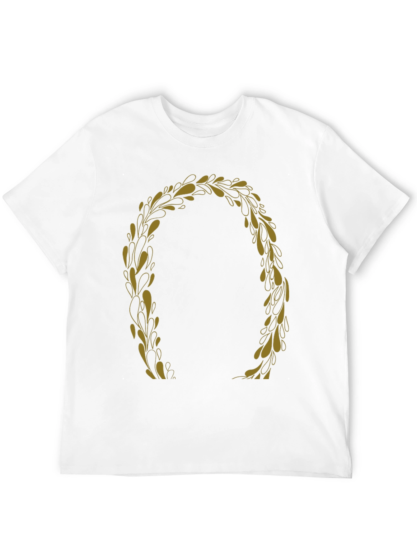 Black T-Shirt with Gold Laurel Wreath Graphic