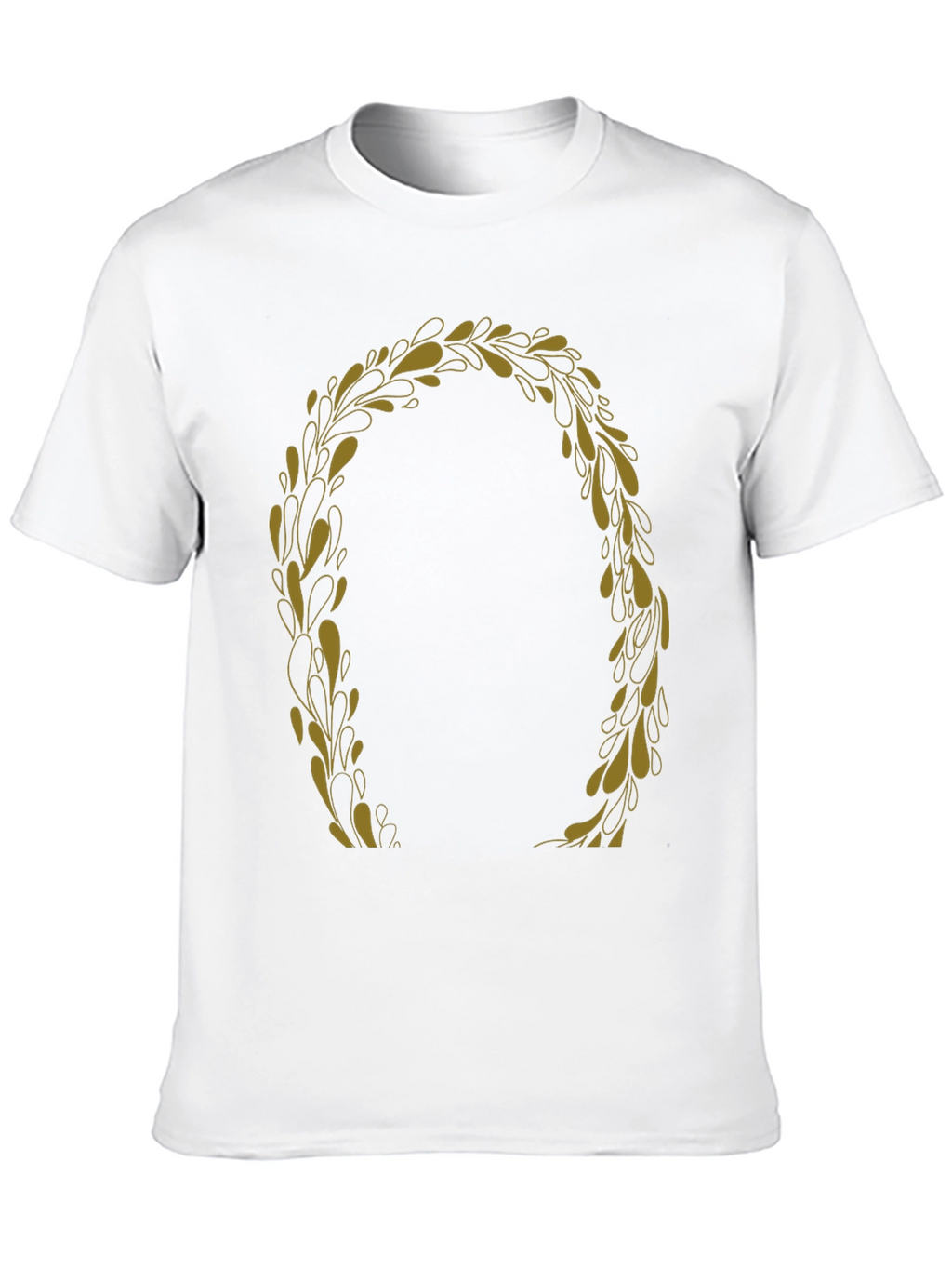 Black T-Shirt with Gold Laurel Wreath Graphic
