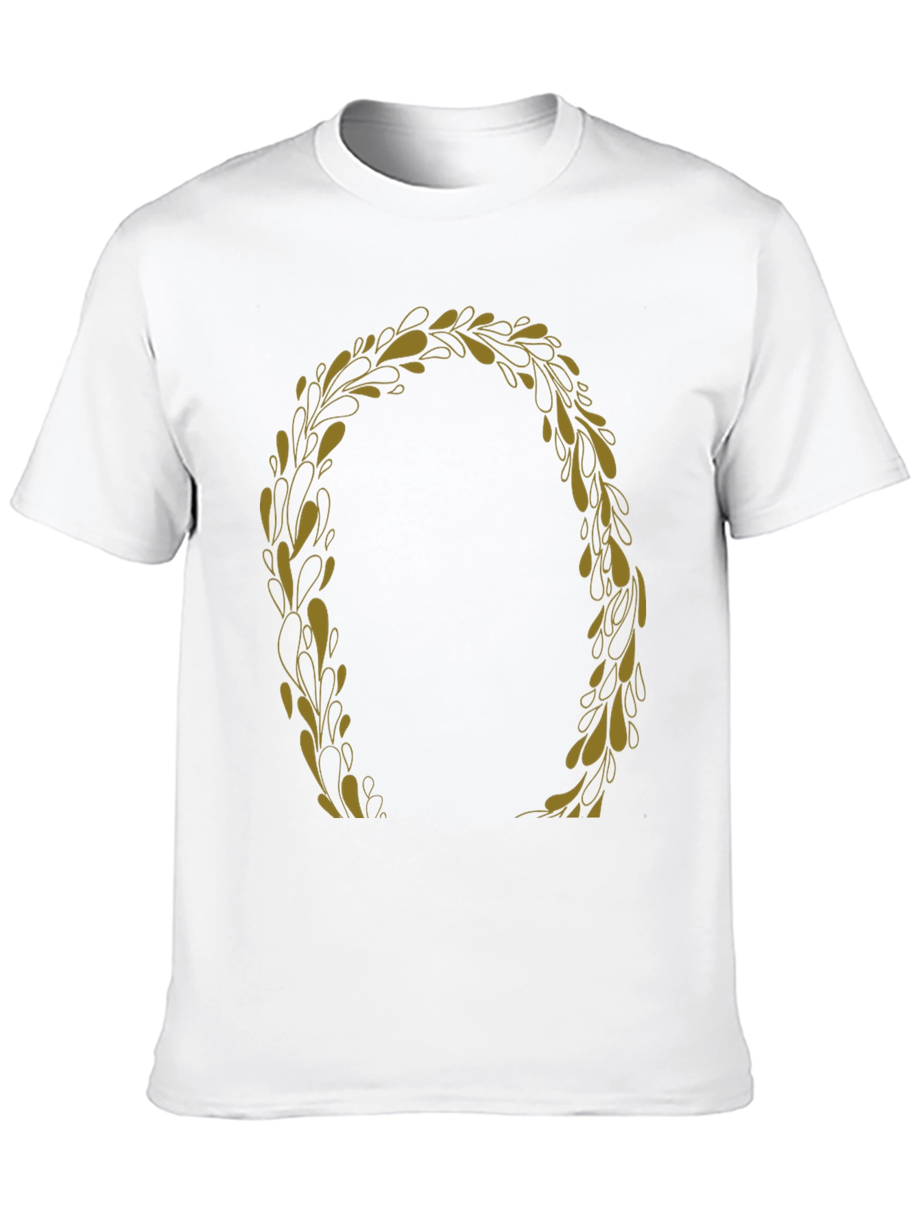 Black T-Shirt with Gold Laurel Wreath Graphic