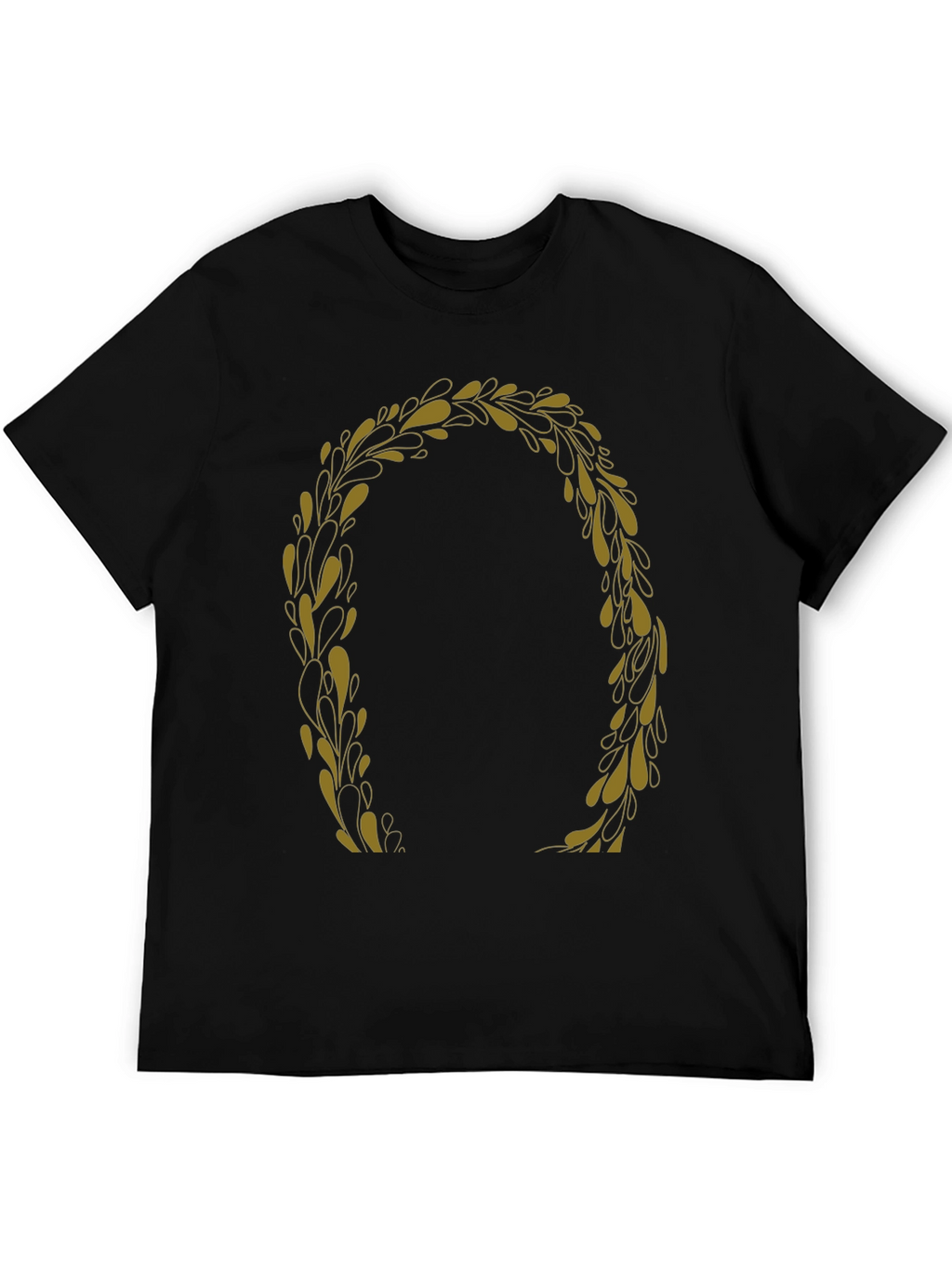 Black T-Shirt with Gold Laurel Wreath Graphic