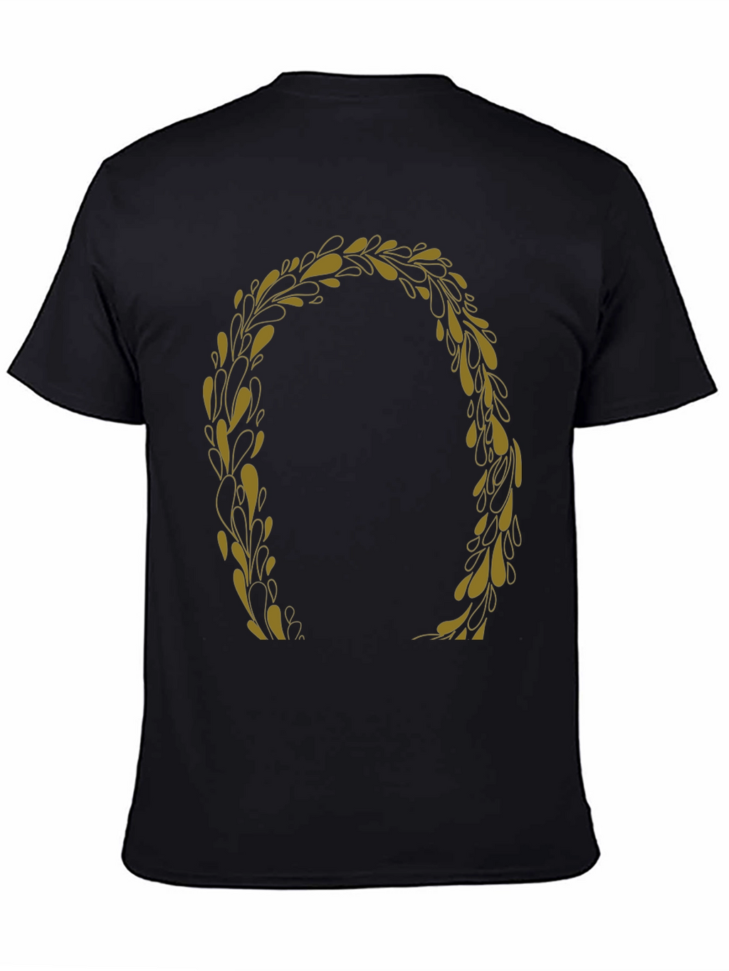 Black T-Shirt with Gold Laurel Wreath Graphic