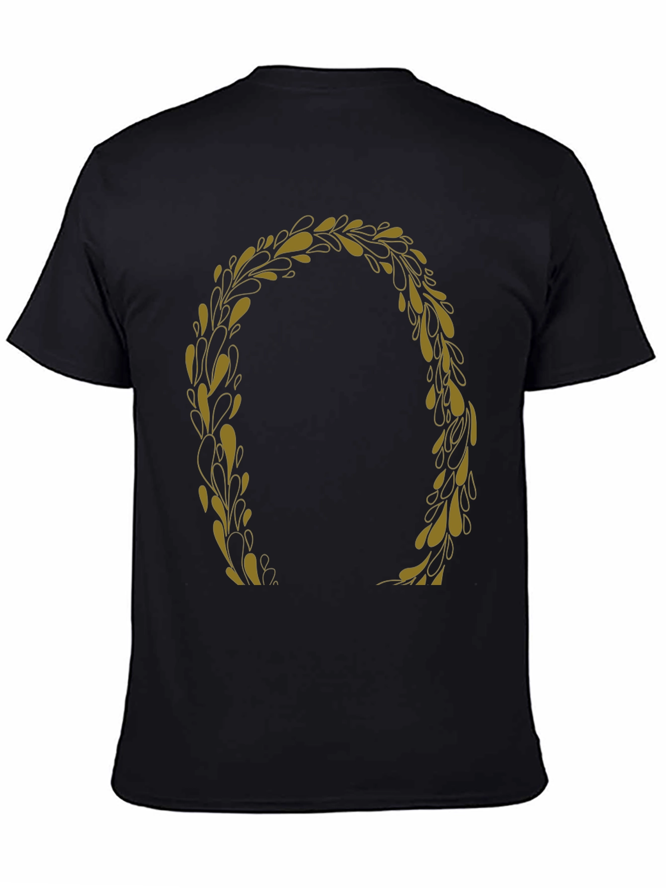 Black T-Shirt with Gold Laurel Wreath Graphic