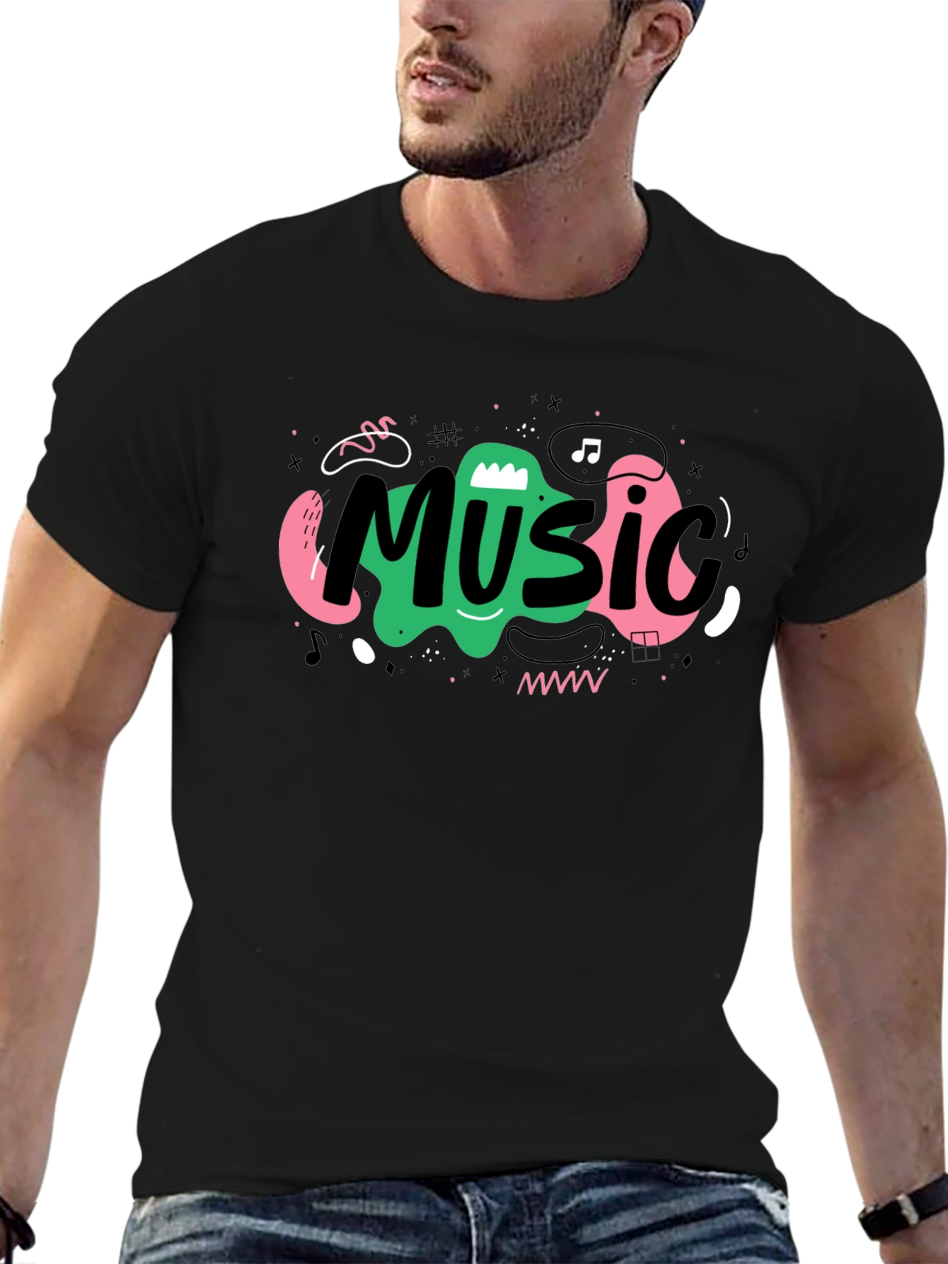 Music Design Black T-Shirt