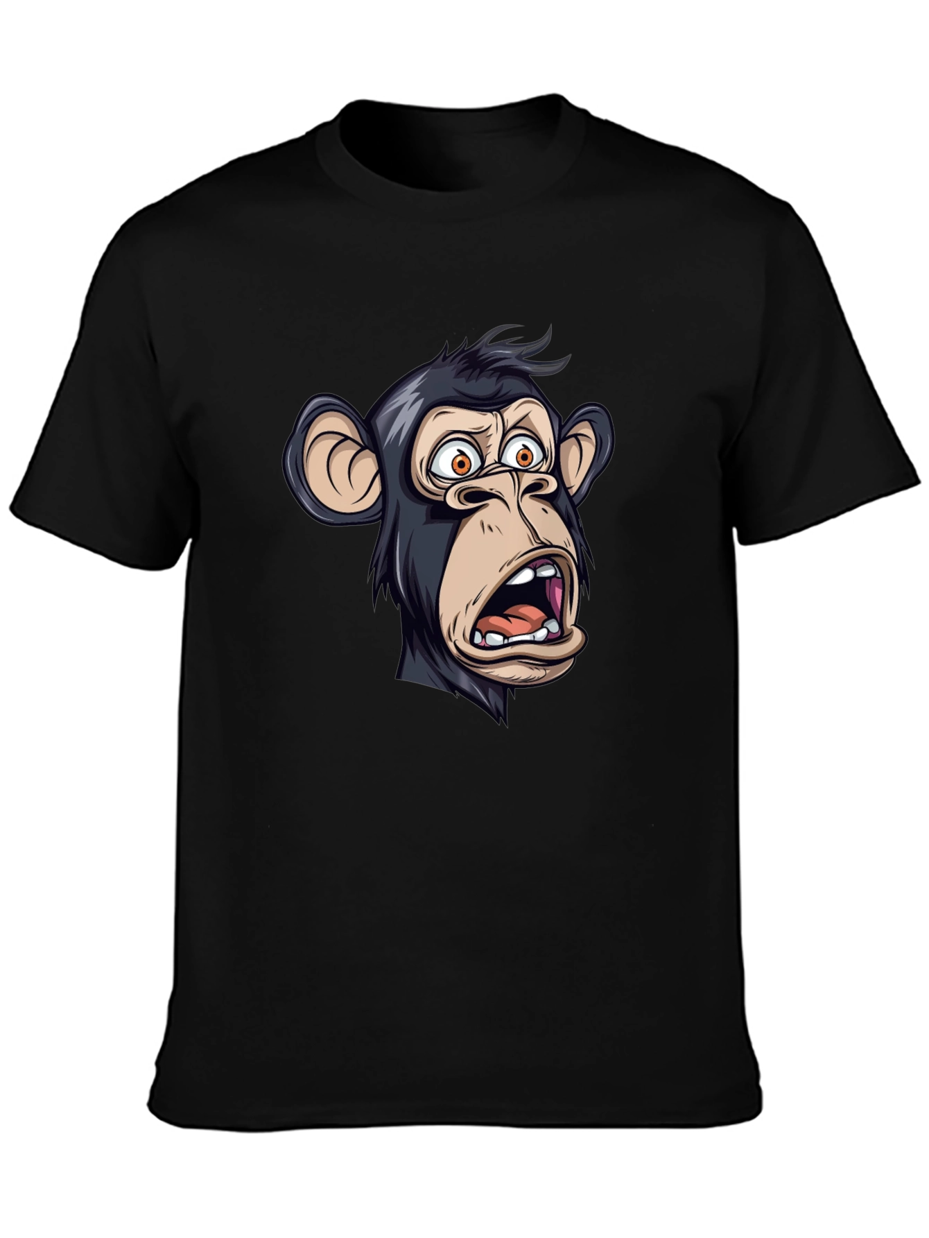 Funny Monkey Graphic T-Shirt - Black Crew Neck