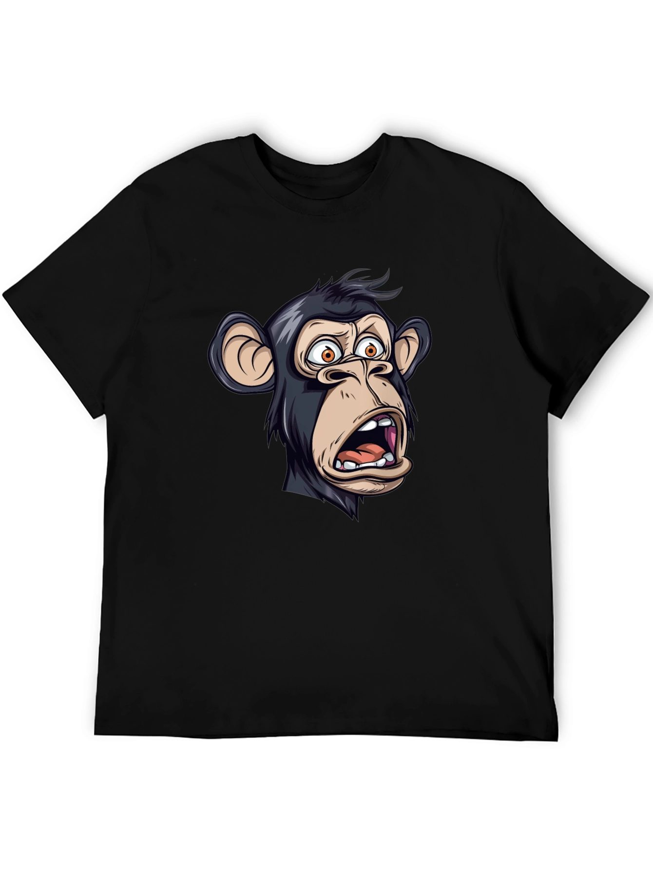 Funny Monkey Graphic T-Shirt - Black Crew Neck
