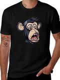 Funny Monkey Graphic T-Shirt - Black Crew Neck