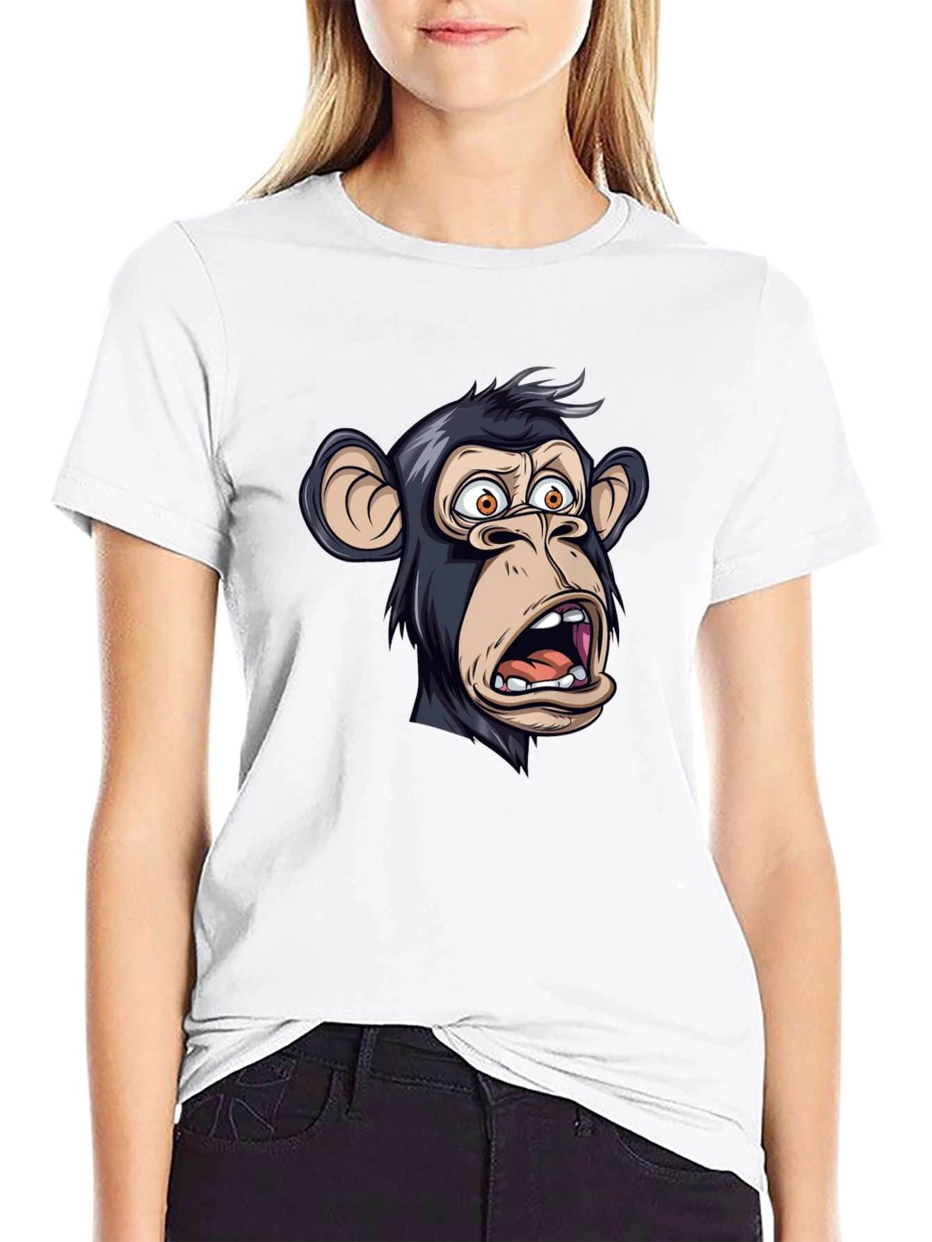 Funny Monkey Graphic T-Shirt - Black Crew Neck