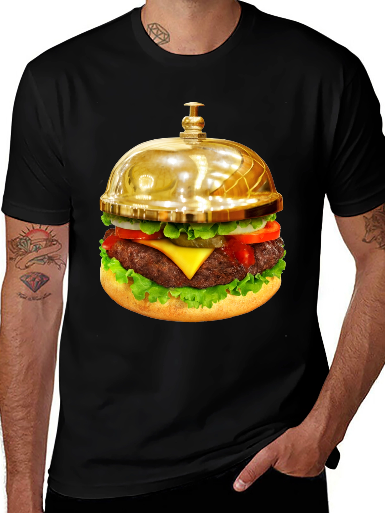 Gourmet Burger Bell Graphic Tee - Unique Foodie Fashion