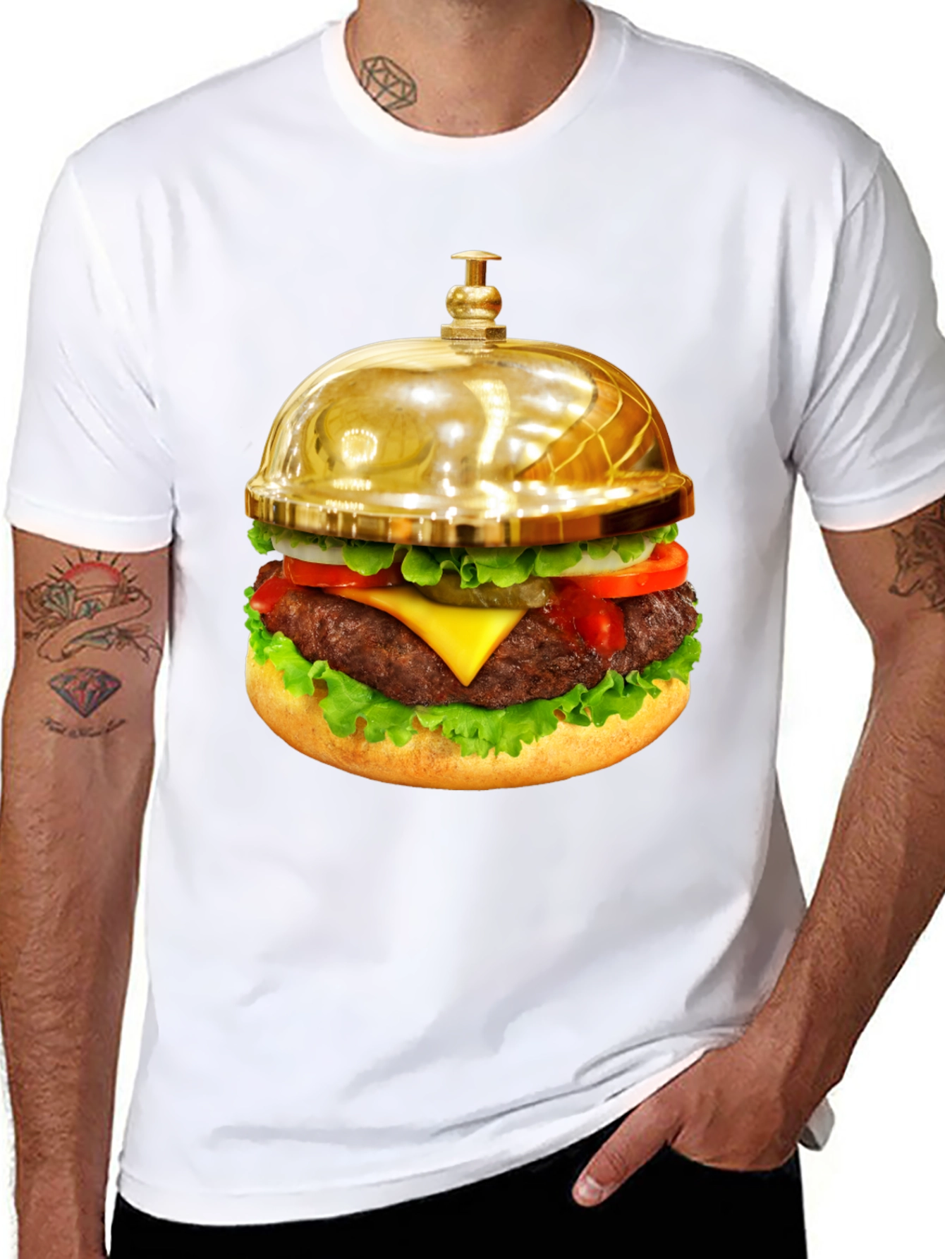 Gourmet Burger Bell Graphic Tee - Unique Foodie Fashion