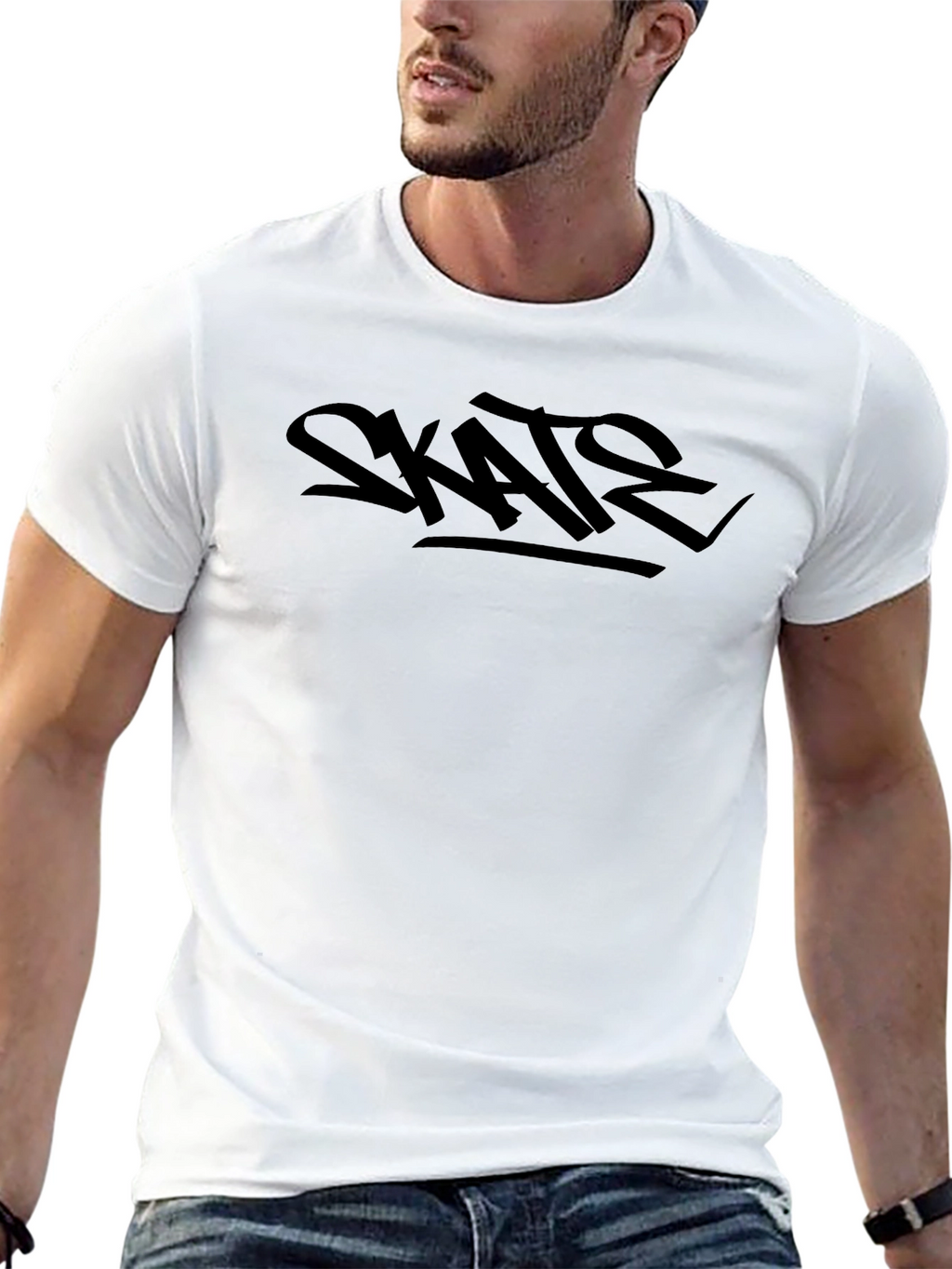 Skate Graphic Tee - Black Cotton T-Shirt