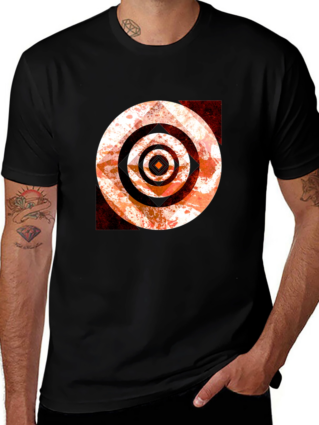 Abstract Target Graphic Tee - Black