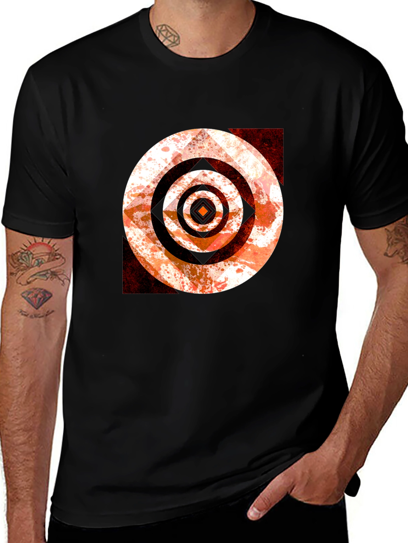 Abstract Target Graphic Tee - Black