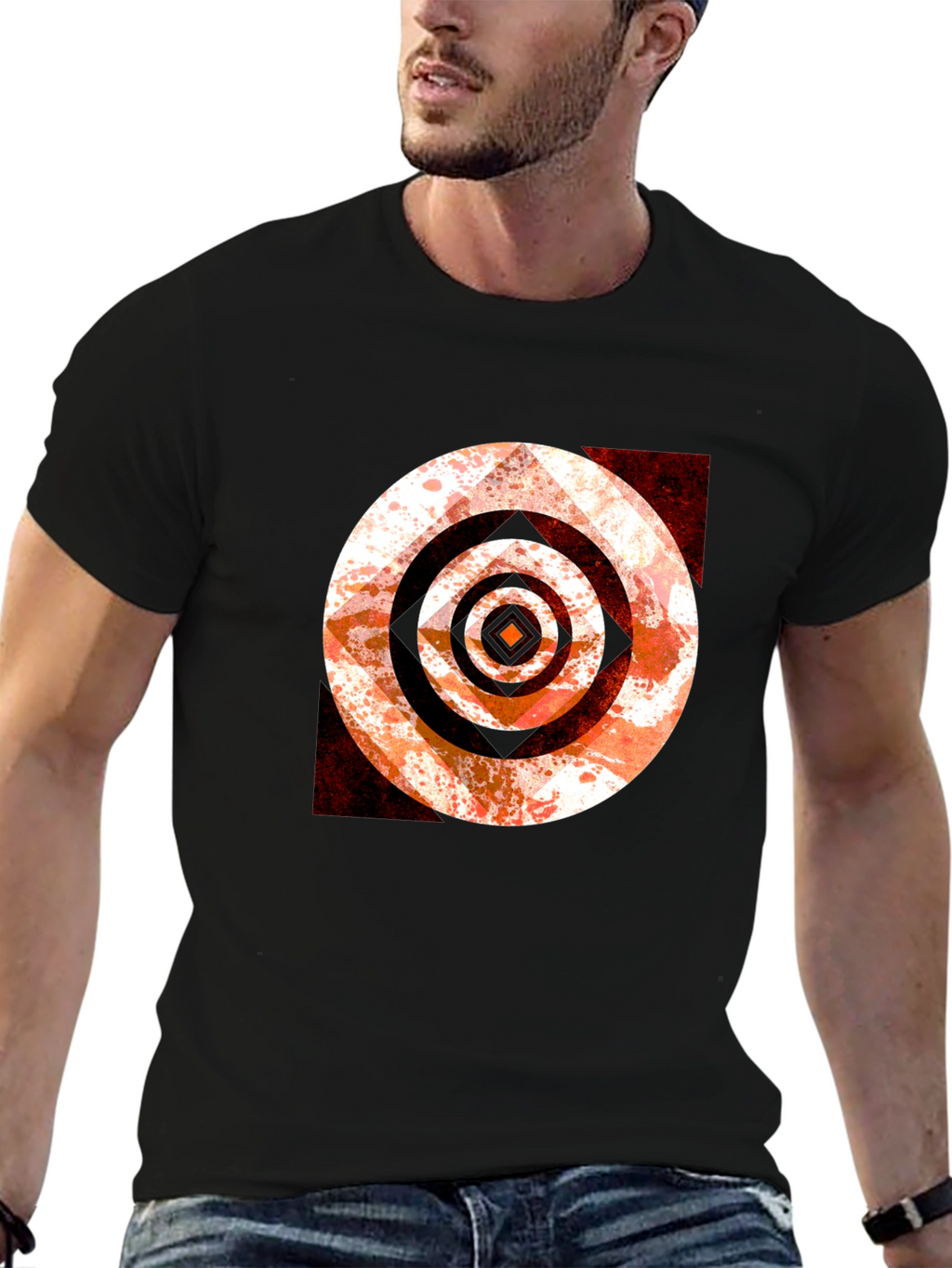 Abstract Target Graphic Tee - Black