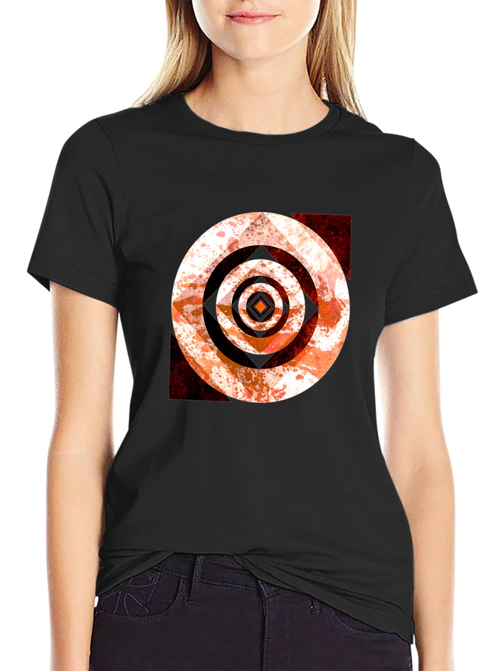 Abstract Target Graphic Tee - Black