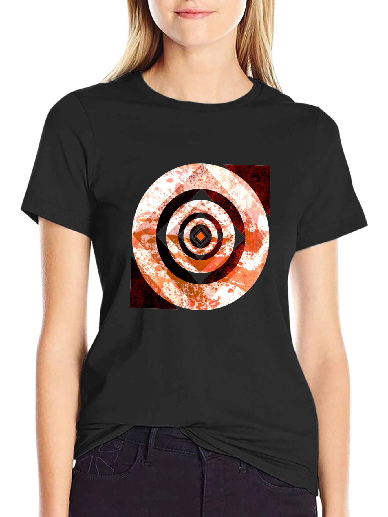 Abstract Target Graphic Tee - Black