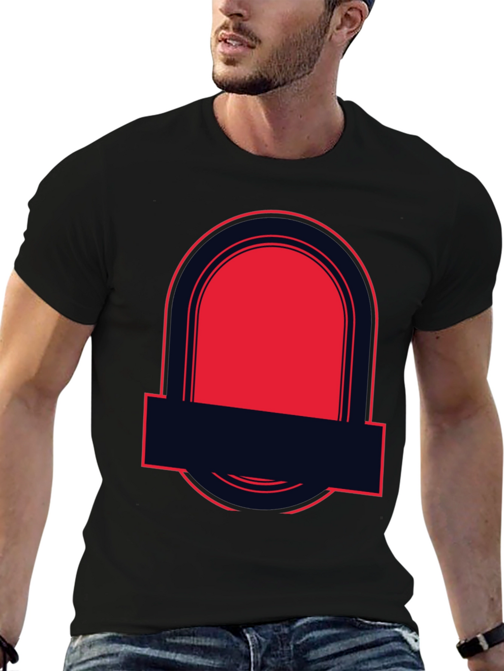 Bold Graphic Tee - Black with Red Accent