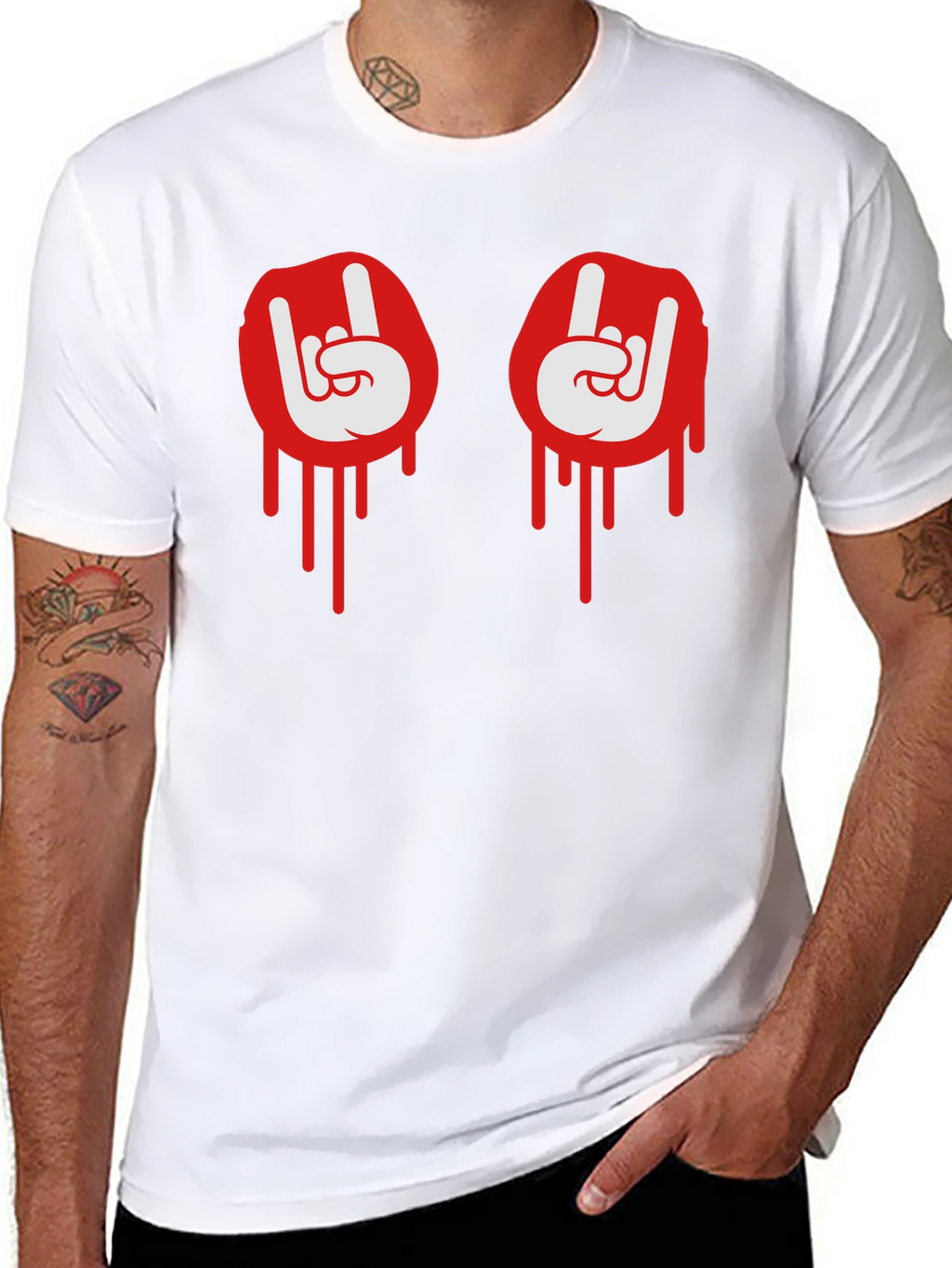 Rock On Dripping Hand Sign Graphic Tee