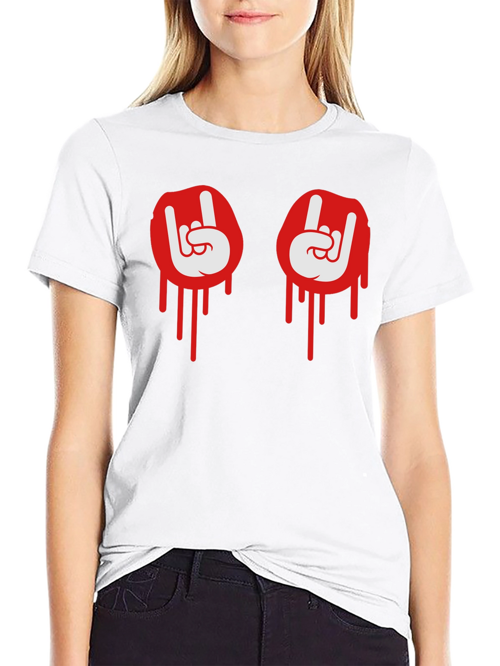 Rock On Dripping Hand Sign Graphic Tee