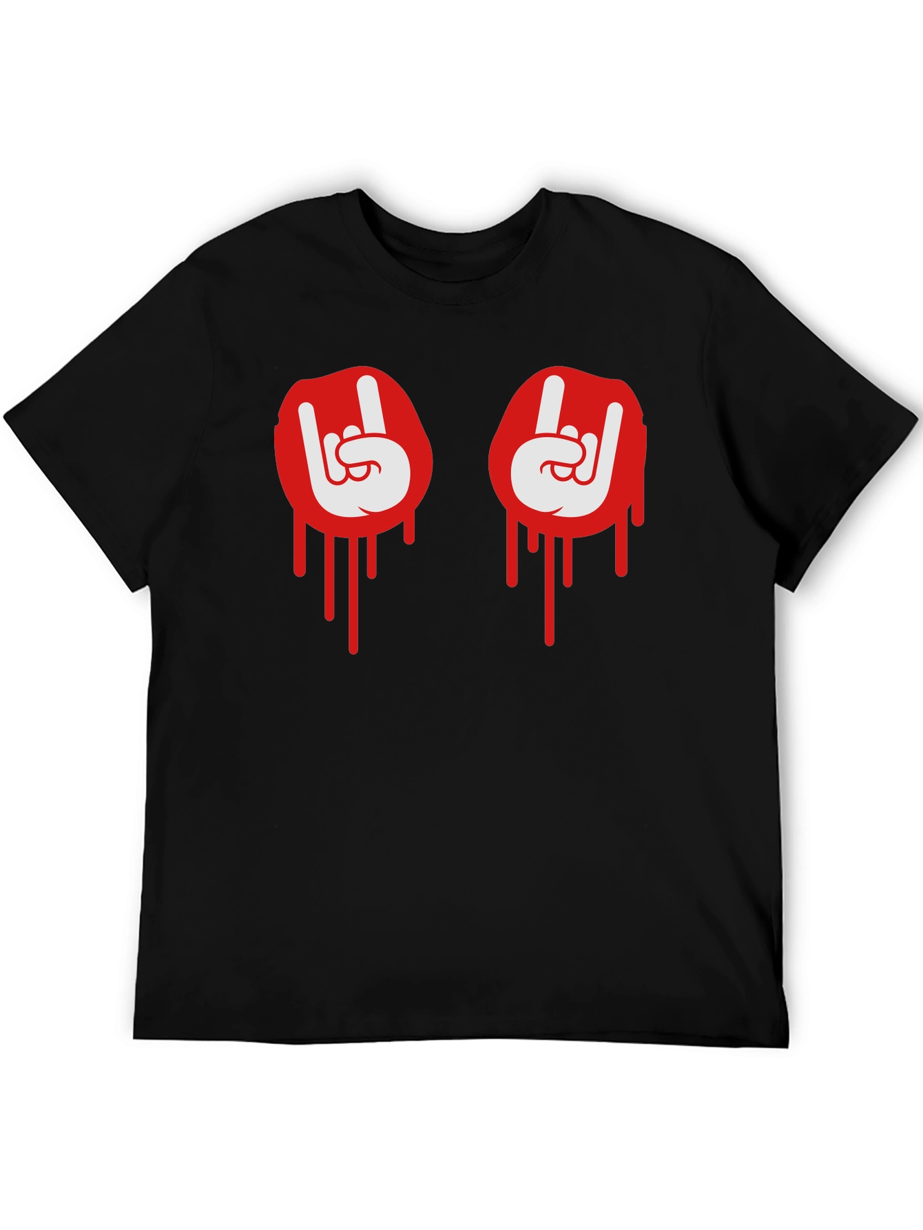 Rock On Dripping Hand Sign Graphic Tee