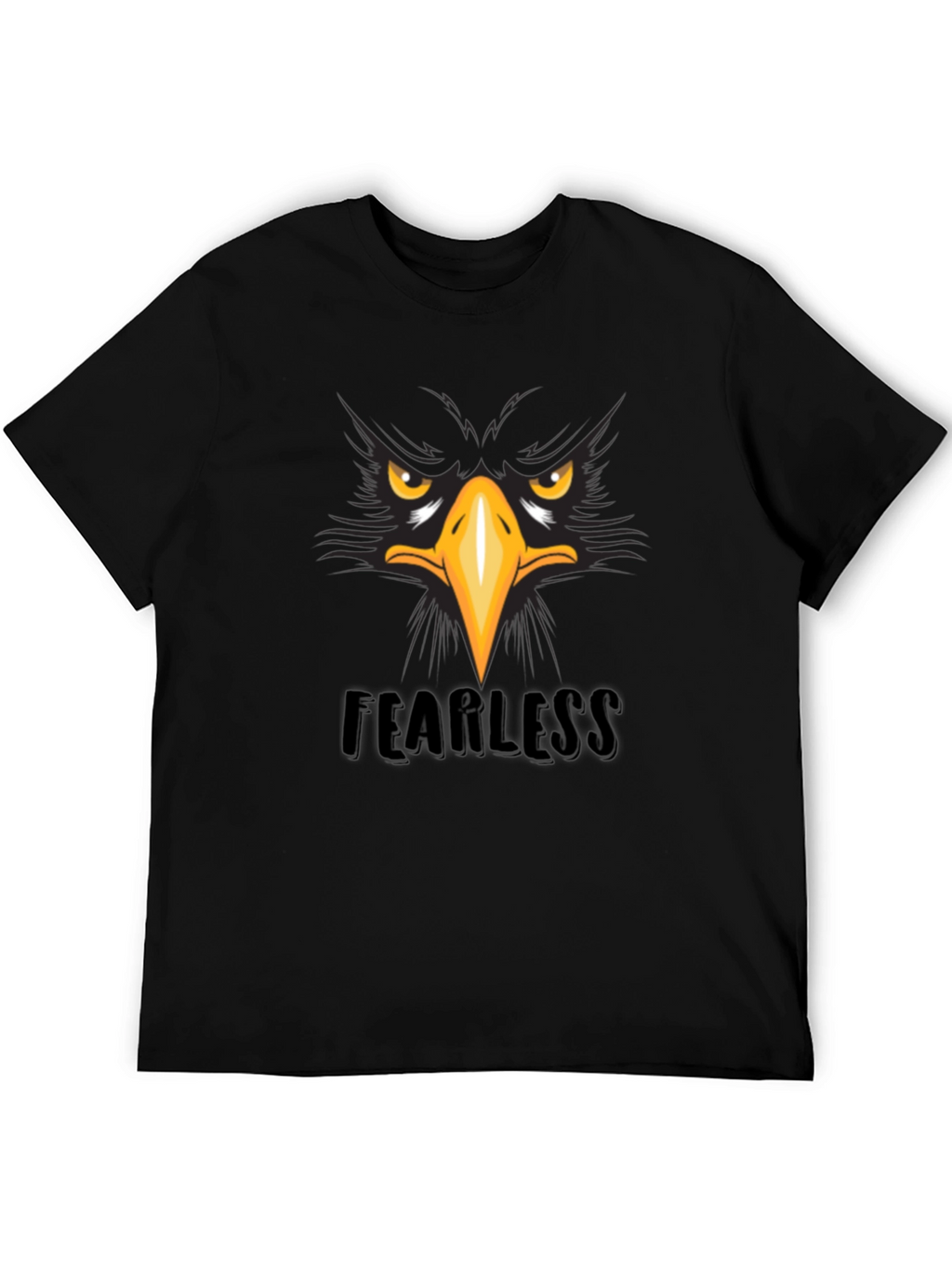 Fearless Eagle Graphic Tee - Black Cotton T-Shirt