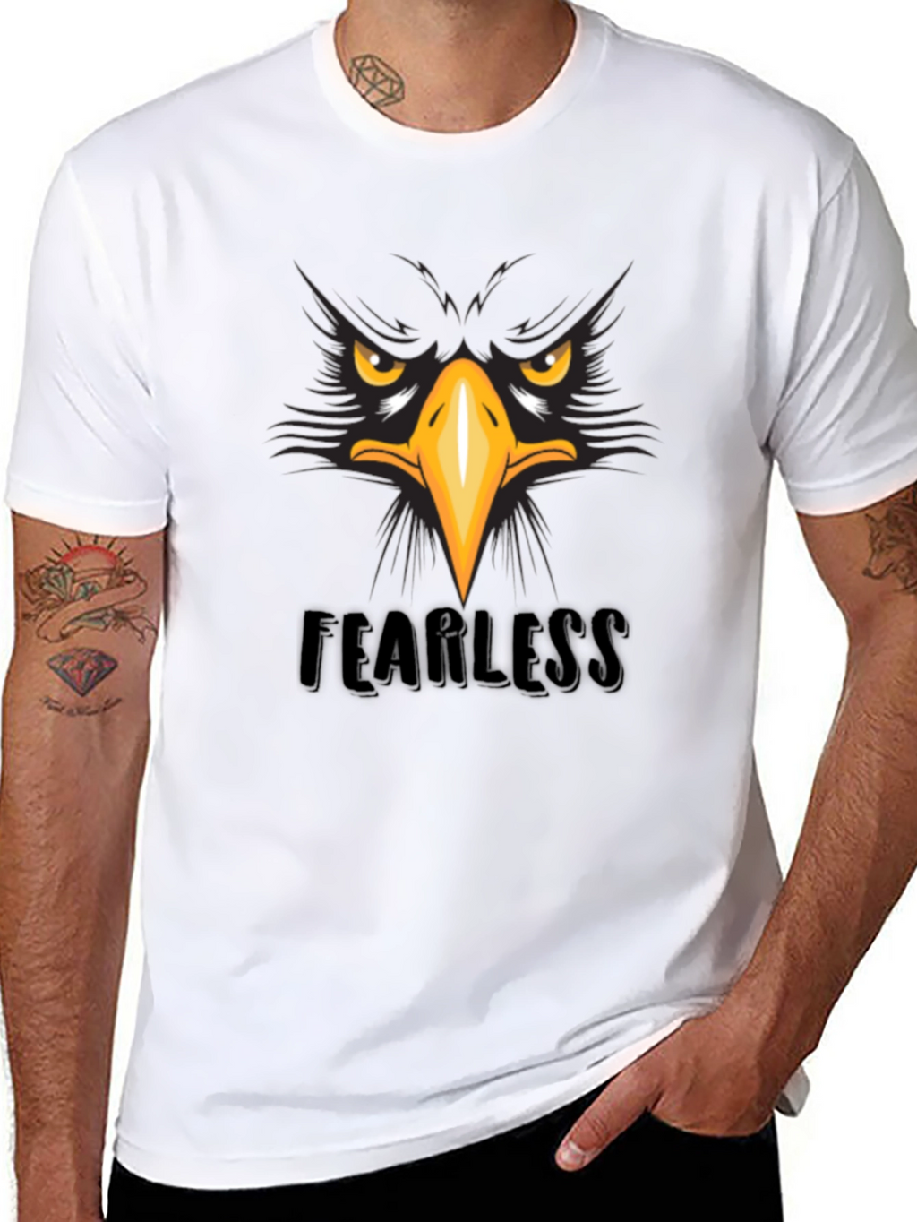 Fearless Eagle Graphic Tee - Black Cotton T-Shirt